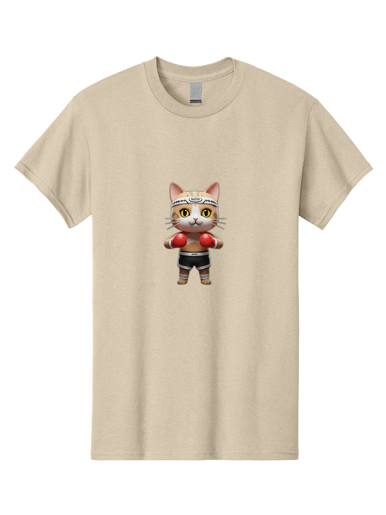 Kitten-Muay-Thai Men'S Graphic Tee, 100% Cotton, Comfortable Casual Summer Wear, Machine Washable, Cartoon Cat, Boxing Gloves, Muay Thai, Kitten Muay, Martial Arts, Fighting Cat, Animal Athlete, Cute Fighter Bae479
