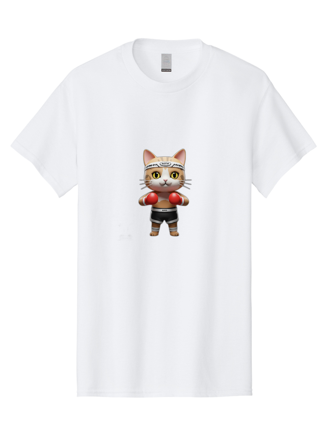 Kitten-Muay-Thai Men'S Graphic Tee, 100% Cotton, Comfortable Casual Summer Wear, Machine Washable, Cartoon Cat, Boxing Gloves, Muay Thai, Kitten Muay, Martial Arts, Fighting Cat, Animal Athlete, Cute Fighter Bae479