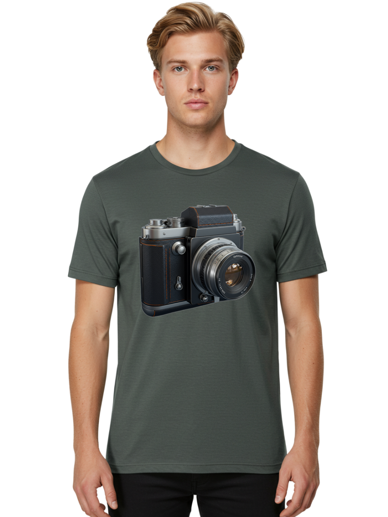 Leica-M6 Men'S Graphic Tee, 100% Cotton, Comfortable Casual Summer Wear, Machine Washable, Vintage Camera, Black Leather, Silver Accents, High-End Photography Equipment, Classic Design, Film Camera, Leica M6, Photography Gear, Retro Style Bae485