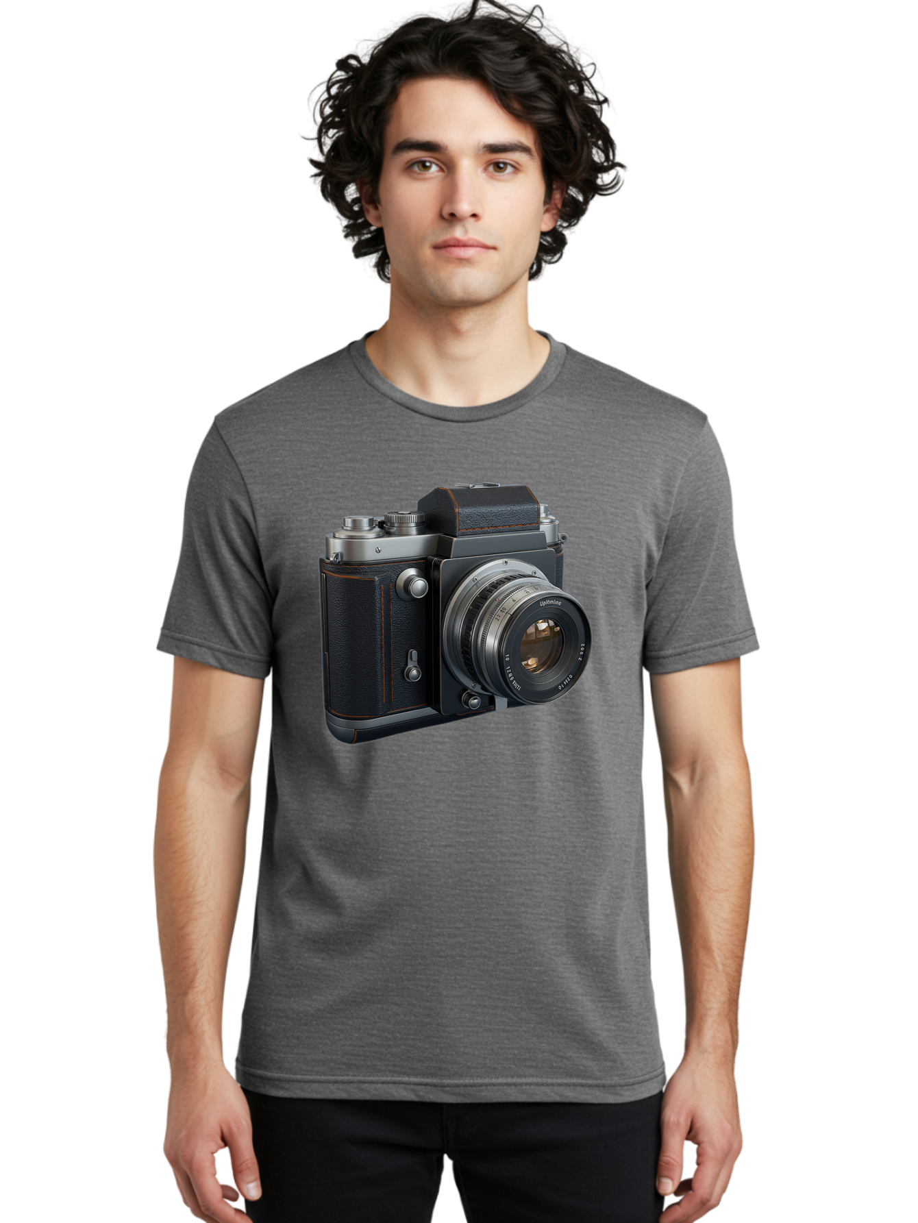 Leica-M6 Men'S Graphic Tee, 100% Cotton, Comfortable Casual Summer Wear, Machine Washable, Vintage Camera, Black Leather, Silver Accents, High-End Photography Equipment, Classic Design, Film Camera, Leica M6, Photography Gear, Retro Style Bae485