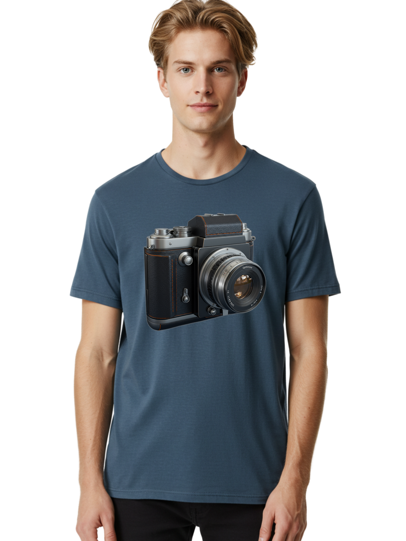 Leica-M6 Men'S Graphic Tee, 100% Cotton, Comfortable Casual Summer Wear, Machine Washable, Vintage Camera, Black Leather, Silver Accents, High-End Photography Equipment, Classic Design, Film Camera, Leica M6, Photography Gear, Retro Style Bae485