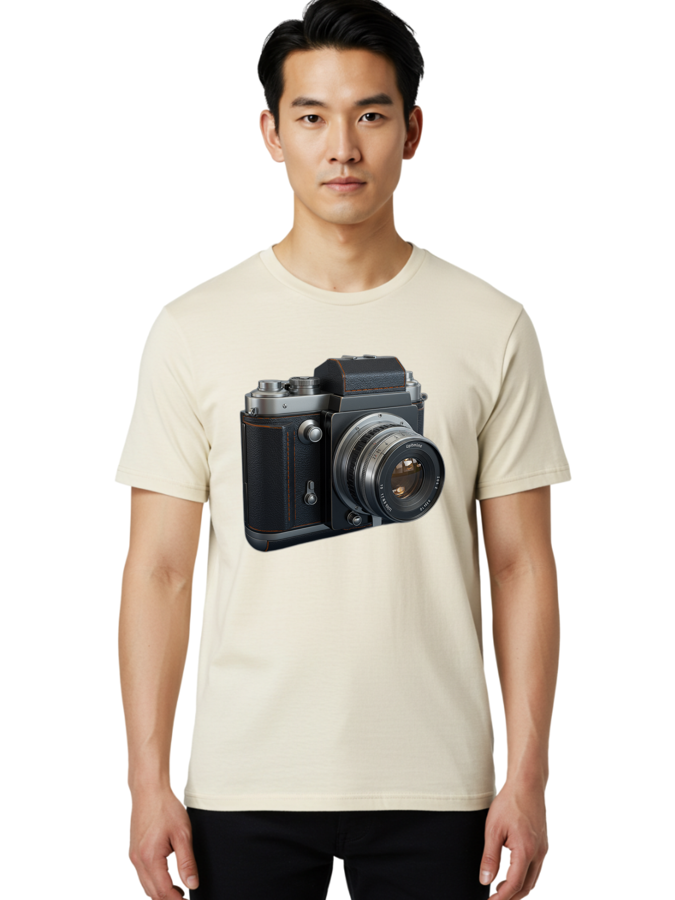 Leica-M6 Men'S Graphic Tee, 100% Cotton, Comfortable Casual Summer Wear, Machine Washable, Vintage Camera, Black Leather, Silver Accents, High-End Photography Equipment, Classic Design, Film Camera, Leica M6, Photography Gear, Retro Style Bae485