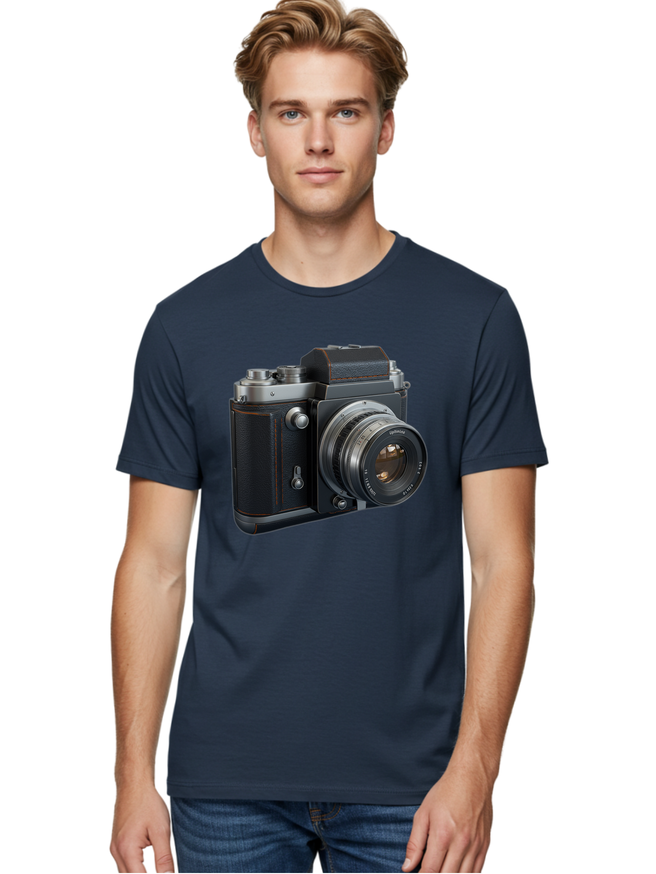 Leica-M6 Men'S Graphic Tee, 100% Cotton, Comfortable Casual Summer Wear, Machine Washable, Vintage Camera, Black Leather, Silver Accents, High-End Photography Equipment, Classic Design, Film Camera, Leica M6, Photography Gear, Retro Style Bae485