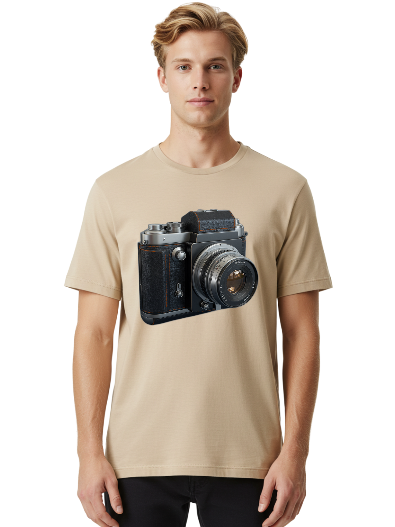 Leica-M6 Men'S Graphic Tee, 100% Cotton, Comfortable Casual Summer Wear, Machine Washable, Vintage Camera, Black Leather, Silver Accents, High-End Photography Equipment, Classic Design, Film Camera, Leica M6, Photography Gear, Retro Style Bae485