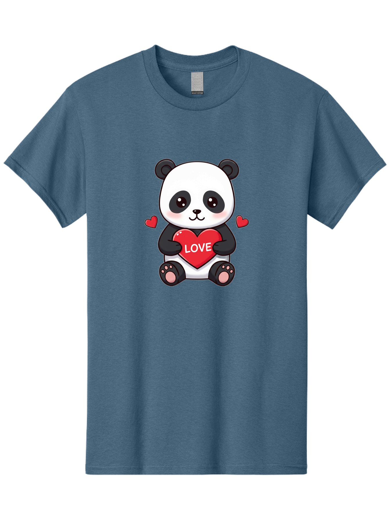 Love-Panda Men'S Graphic Tee, 100% Cotton, Comfortable Casual Summer Wear, Machine Washable, Cute Panda Bear, Love Heart, Red Heart With Love, Adorable Cartoon Character, Kawaii Illustration, Heartwarming Scene, Panda Love Bae486