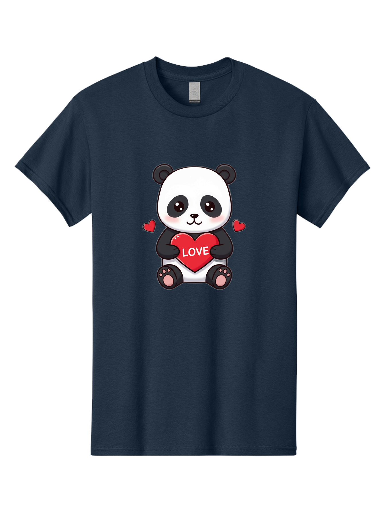 Love-Panda Men'S Graphic Tee, 100% Cotton, Comfortable Casual Summer Wear, Machine Washable, Cute Panda Bear, Love Heart, Red Heart With Love, Adorable Cartoon Character, Kawaii Illustration, Heartwarming Scene, Panda Love Bae486