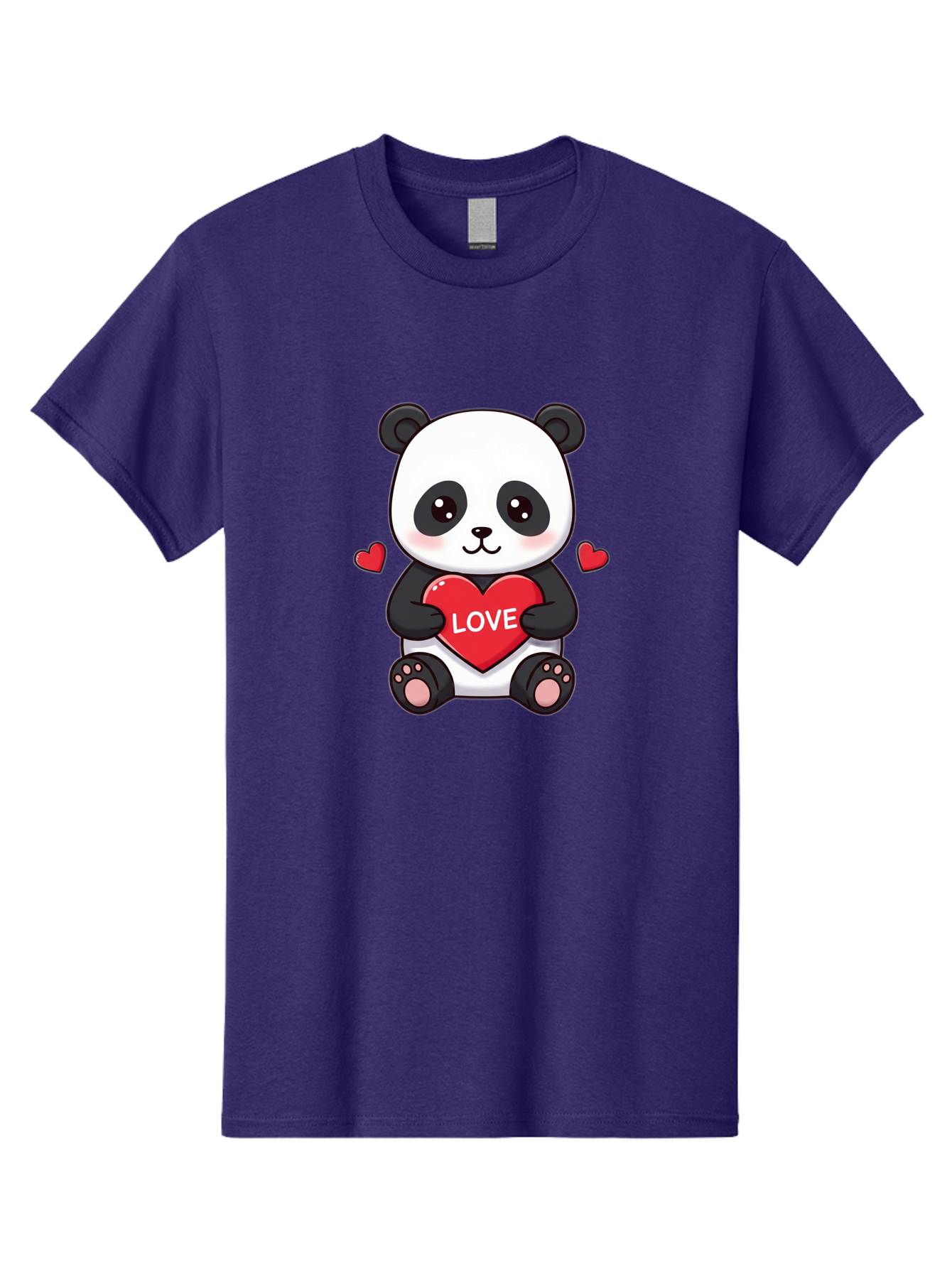 Love-Panda Men'S Graphic Tee, 100% Cotton, Comfortable Casual Summer Wear, Machine Washable, Cute Panda Bear, Love Heart, Red Heart With Love, Adorable Cartoon Character, Kawaii Illustration, Heartwarming Scene, Panda Love Bae486