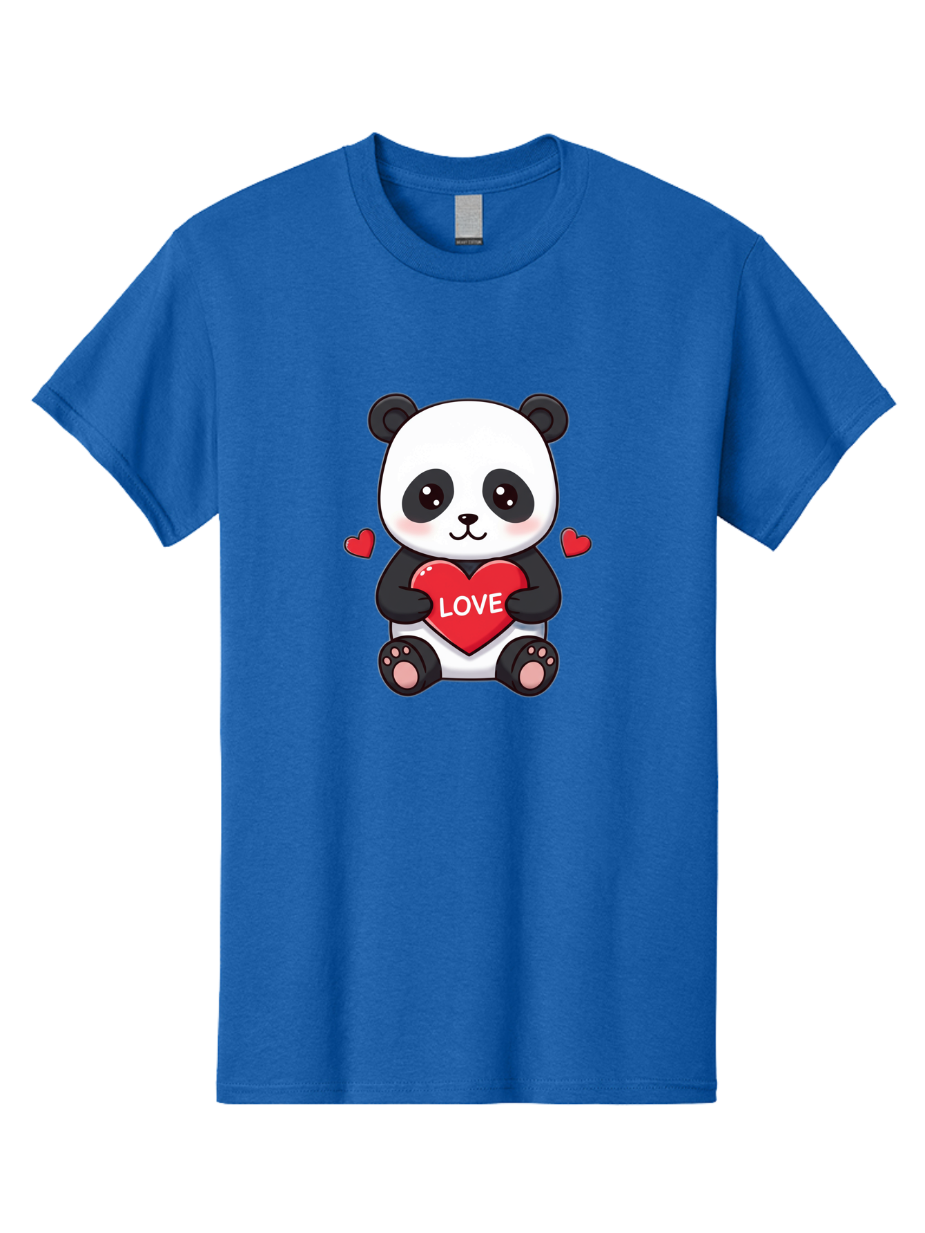 Love-Panda Men'S Graphic Tee, 100% Cotton, Comfortable Casual Summer Wear, Machine Washable, Cute Panda Bear, Love Heart, Red Heart With Love, Adorable Cartoon Character, Kawaii Illustration, Heartwarming Scene, Panda Love Bae486
