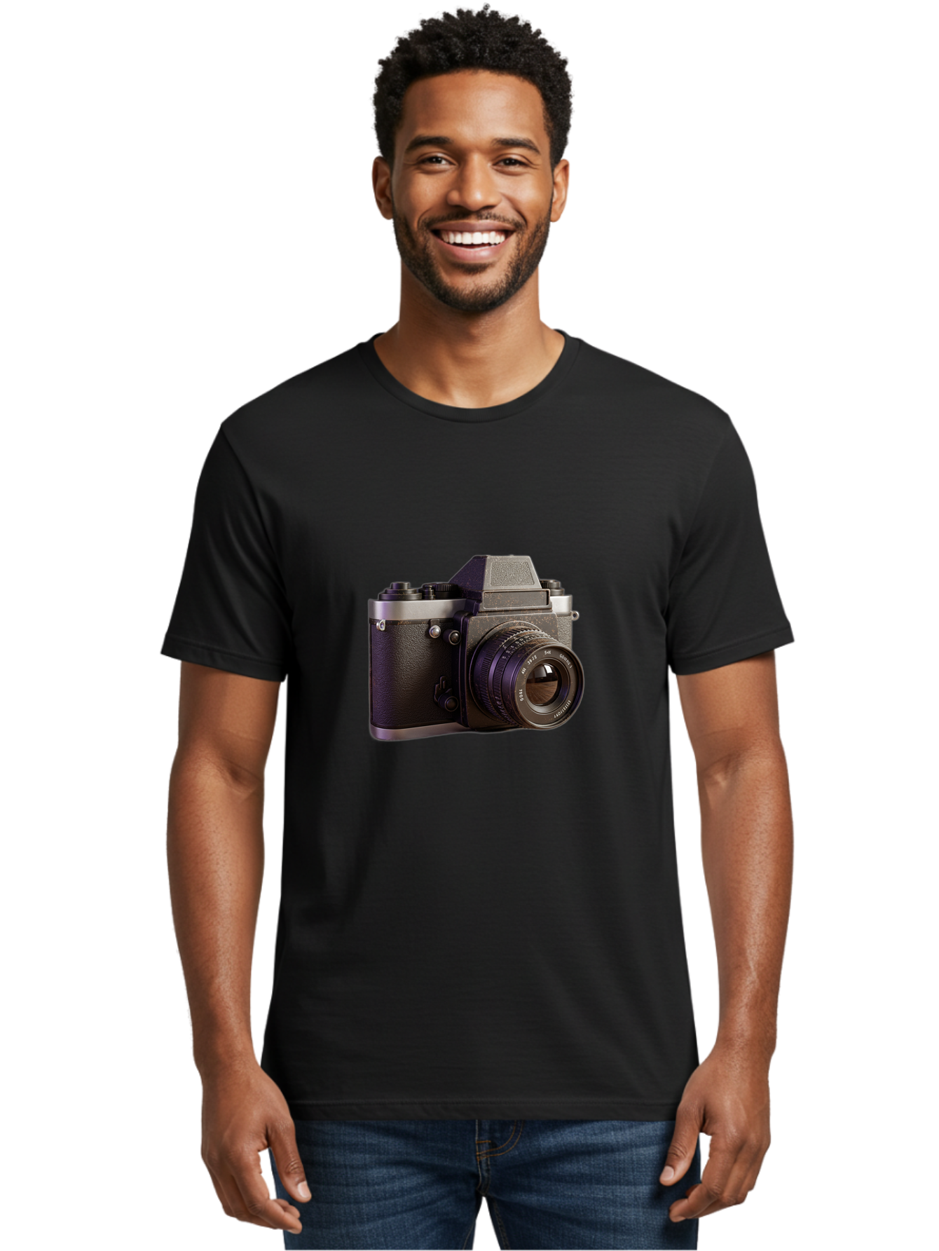 Mamiya-Camera Men'S Graphic Tee, 100% Cotton, Comfortable Casual Summer Wear, Machine Washable, Classic Camera, Vintage Photography, Retro Style, Film Camera, Mc Jupiter 37A, Manual Lens, 135Mm F3.5, Photography Equipment, Camera Lens Bae488