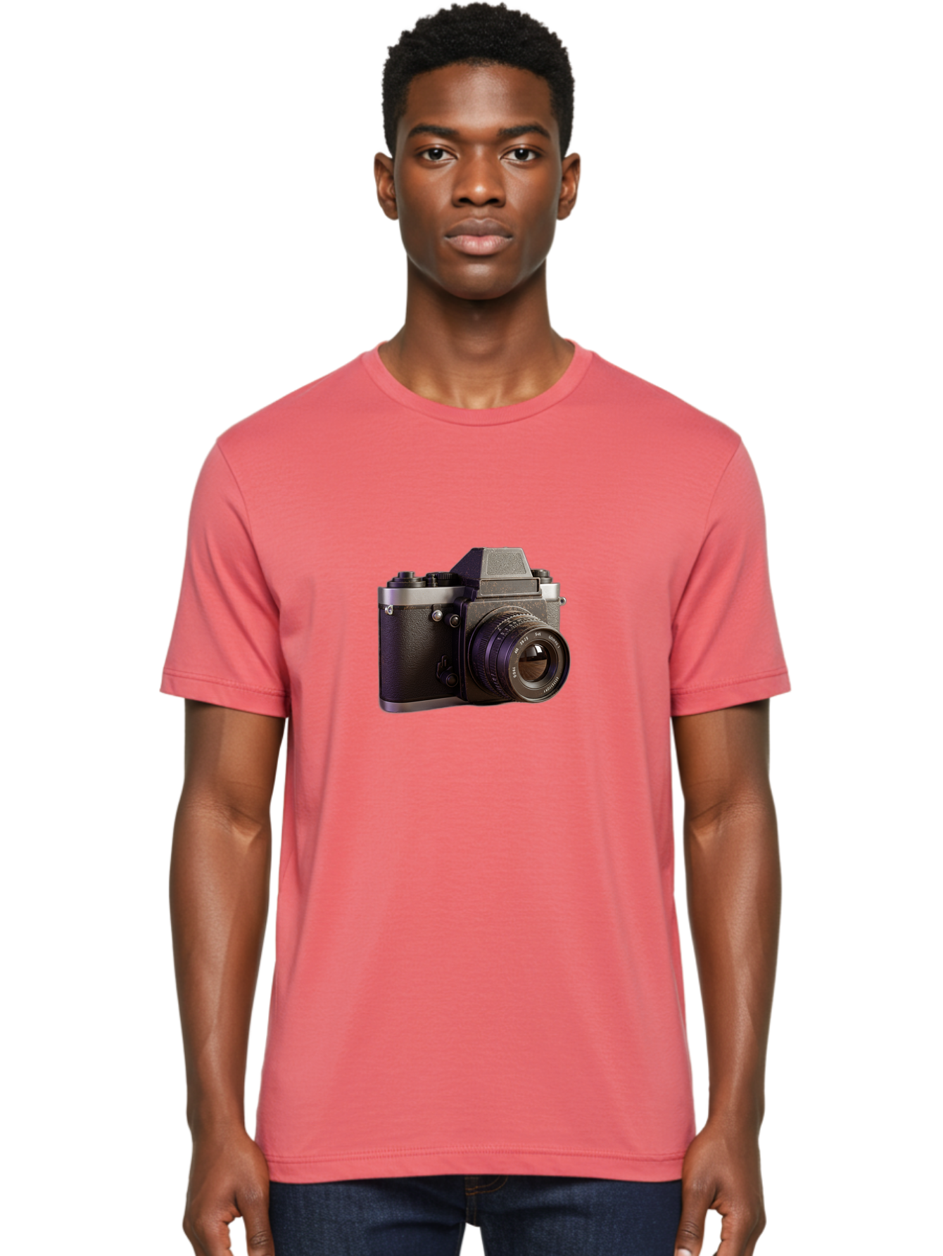 Mamiya-Camera Men'S Graphic Tee, 100% Cotton, Comfortable Casual Summer Wear, Machine Washable, Classic Camera, Vintage Photography, Retro Style, Film Camera, Mc Jupiter 37A, Manual Lens, 135Mm F3.5, Photography Equipment, Camera Lens Bae488
