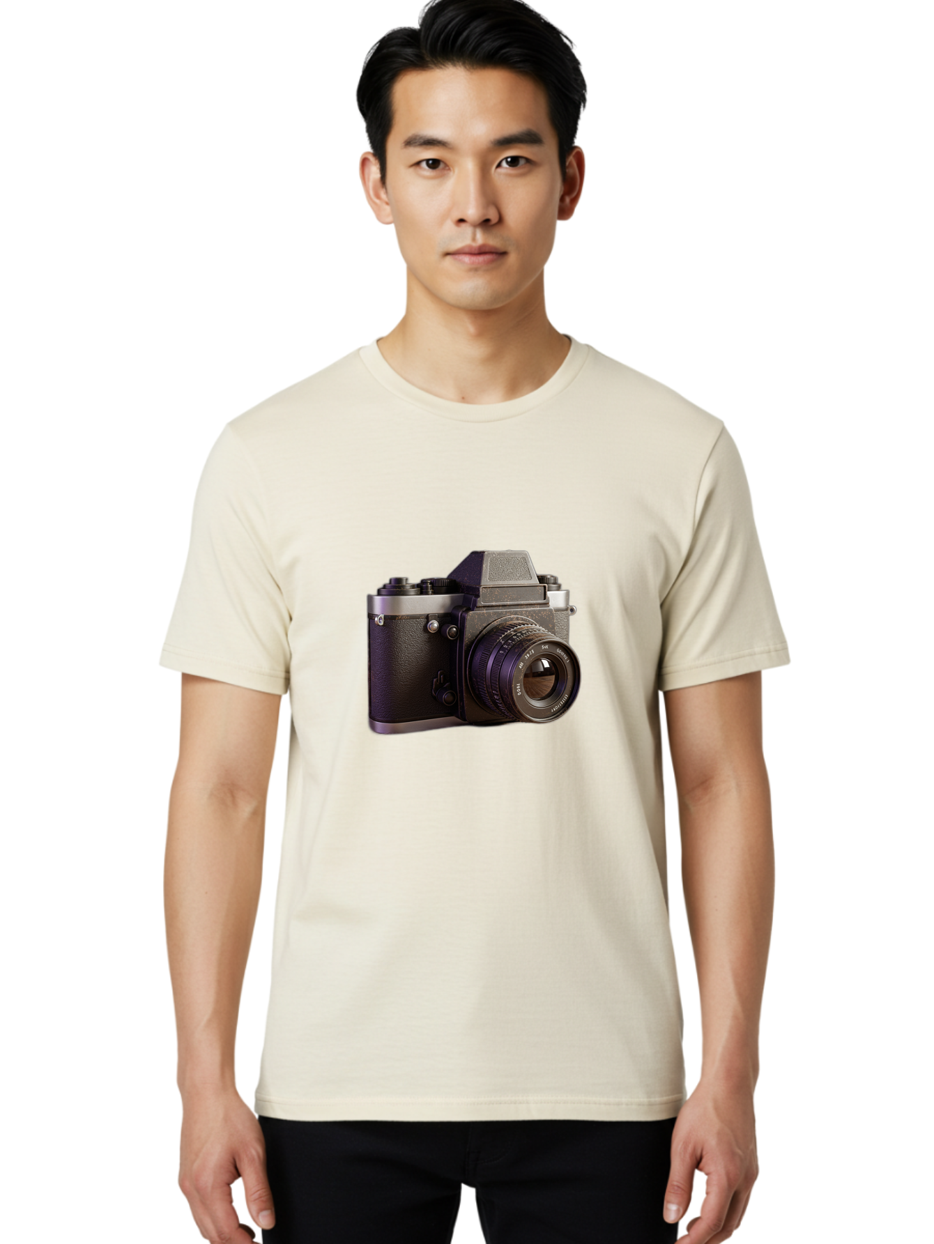 Mamiya-Camera Men'S Graphic Tee, 100% Cotton, Comfortable Casual Summer Wear, Machine Washable, Classic Camera, Vintage Photography, Retro Style, Film Camera, Mc Jupiter 37A, Manual Lens, 135Mm F3.5, Photography Equipment, Camera Lens Bae488