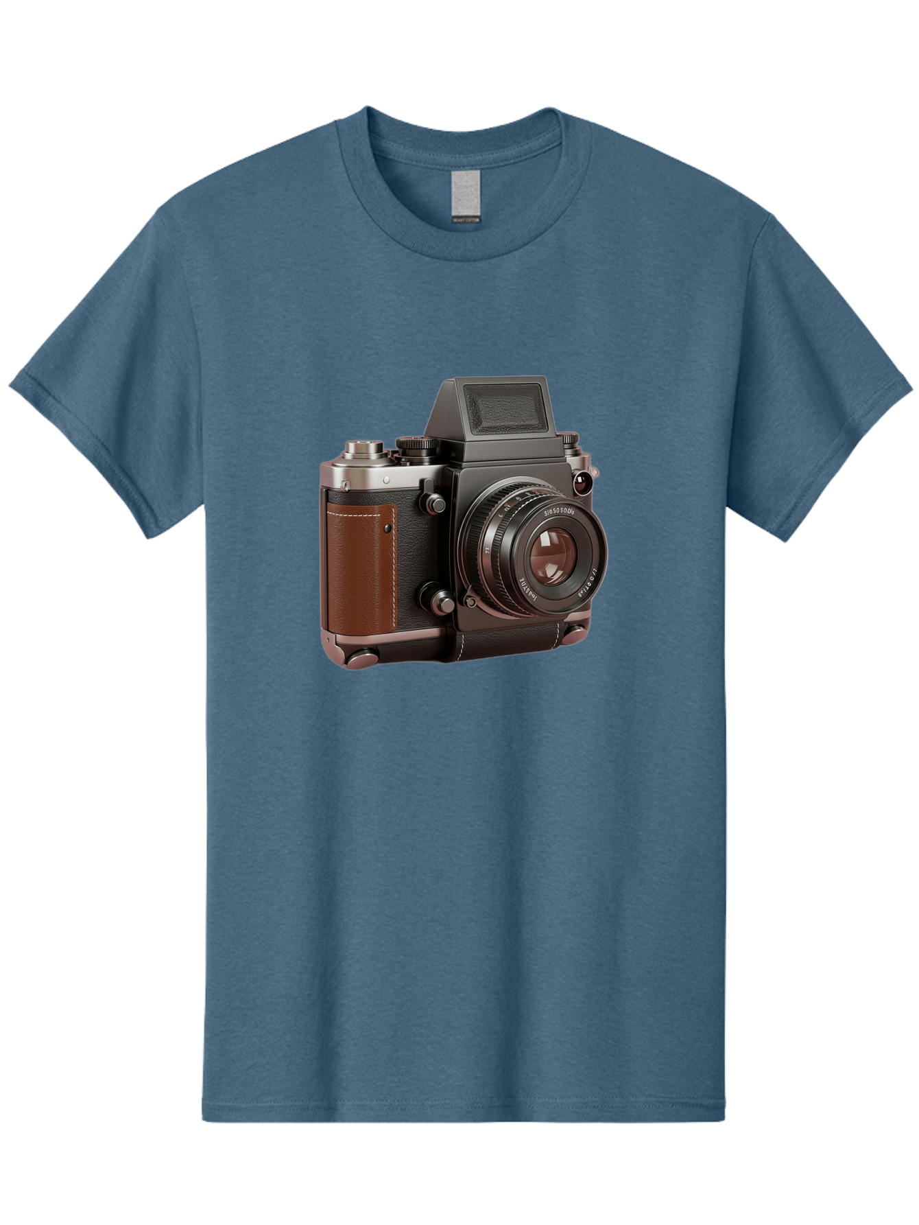 Mamiya-Sekor-50Mm-F-1-7-Lens-On-Camera-Body Men'S Graphic Tee, 100% Cotton, Comfortable Casual Summer Wear, Machine Washable, Hasselblad 500C Camera, Medium Format Camera, Hasselblad Lens, Photography Equipment, Vintage Camera, Classic Design, Bae489