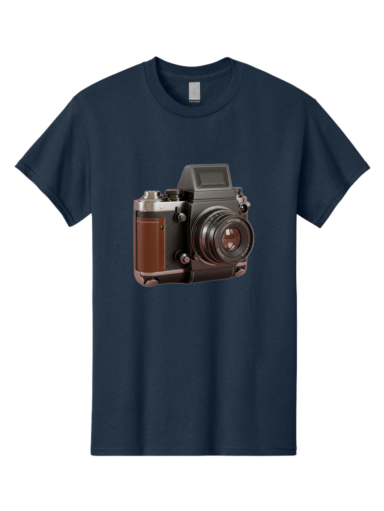 Mamiya-Sekor-50Mm-F-1-7-Lens-On-Camera-Body Men'S Graphic Tee, 100% Cotton, Comfortable Casual Summer Wear, Machine Washable, Hasselblad 500C Camera, Medium Format Camera, Hasselblad Lens, Photography Equipment, Vintage Camera, Classic Design, Bae489