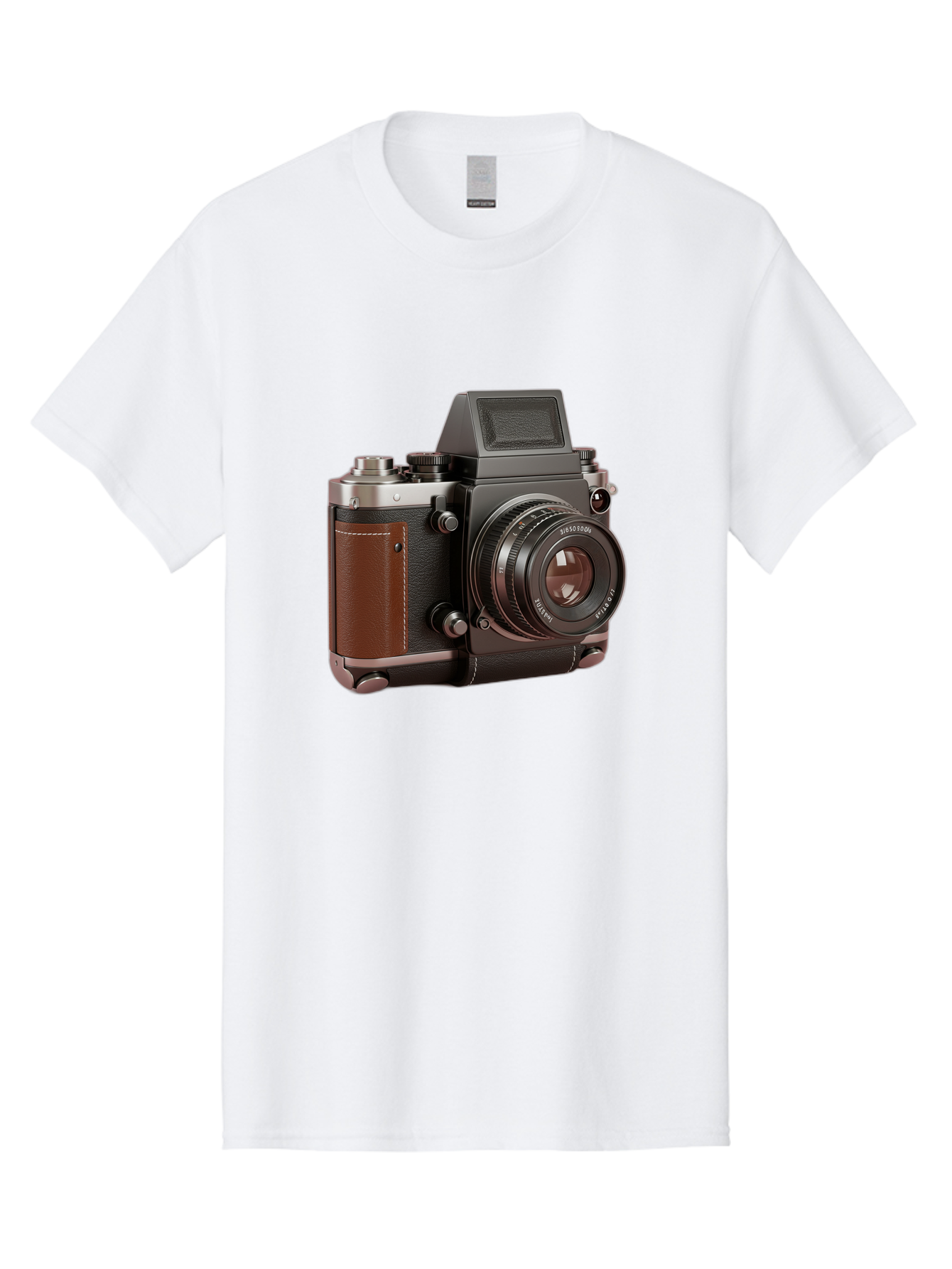 Mamiya-Sekor-50Mm-F-1-7-Lens-On-Camera-Body Men'S Graphic Tee, 100% Cotton, Comfortable Casual Summer Wear, Machine Washable, Hasselblad 500C Camera, Medium Format Camera, Hasselblad Lens, Photography Equipment, Vintage Camera, Classic Design, Bae489