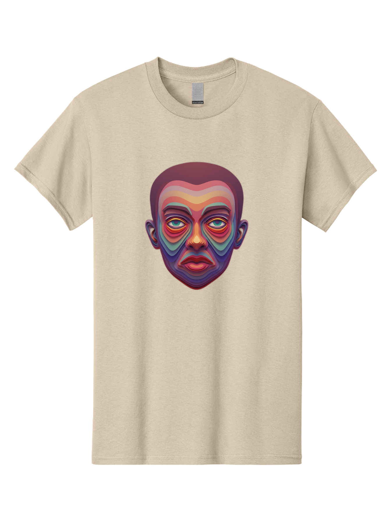 Man-S-Face Men'S Graphic Tee, 100% Cotton, Comfortable Casual Summer Wear, Machine Washable, Multicolored Face, Colorful Patterns, Vibrant Colors, Abstract Art, Surreal Portrait, Iridescent Hues, Psychedelic Style, Contemporary Art, Bae490