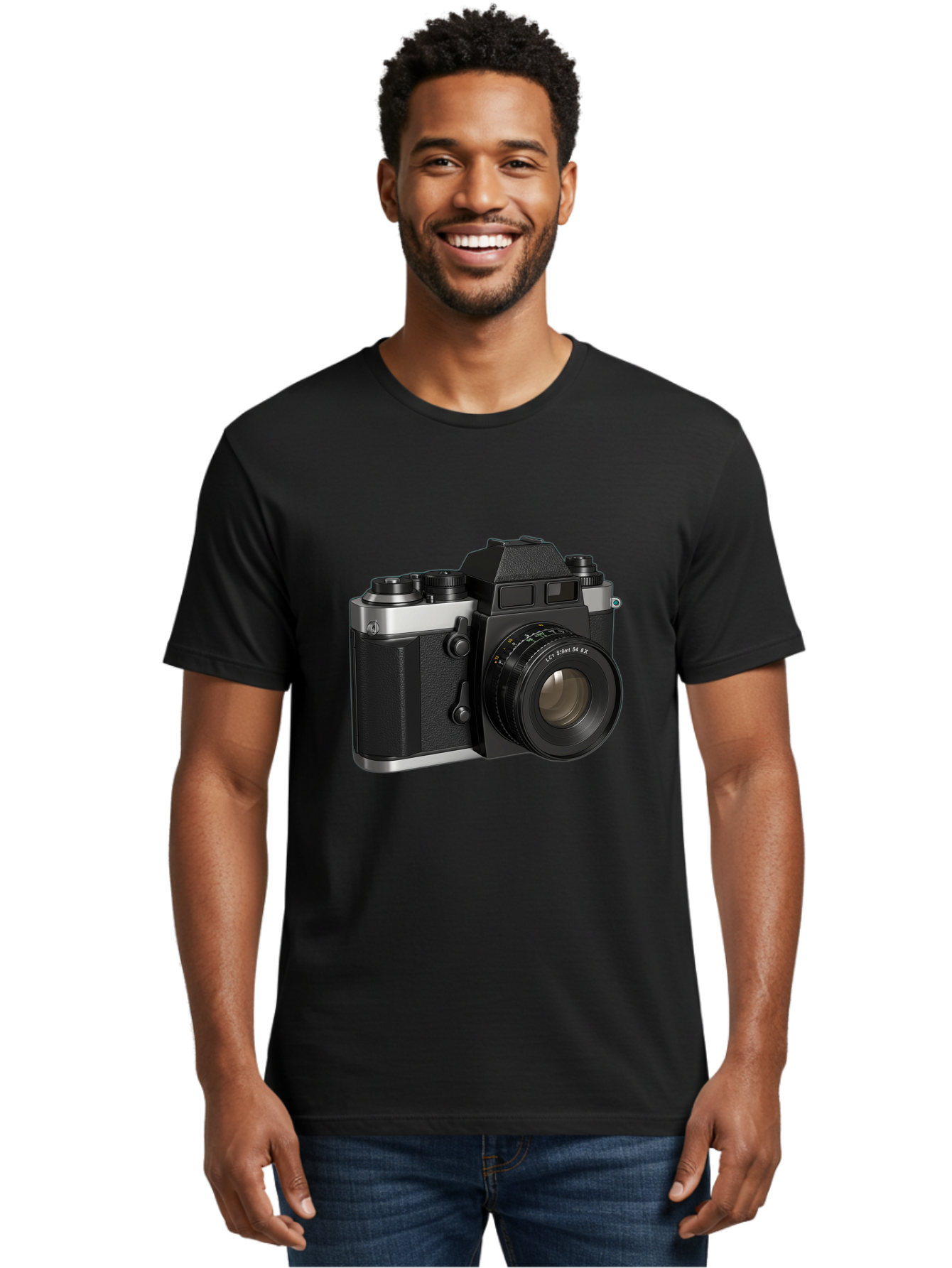 Mc-Lens-50Mm-F2 Men'S Graphic Tee, 100% Cotton, Comfortable Casual Summer Wear, Machine Washable, Vintage Camera, Photography Equipment, Film Camera, Classic Design, Black And Silver, Camera Lens, Photography Gear, Lc Ersin 28 Fx Lens Bae491
