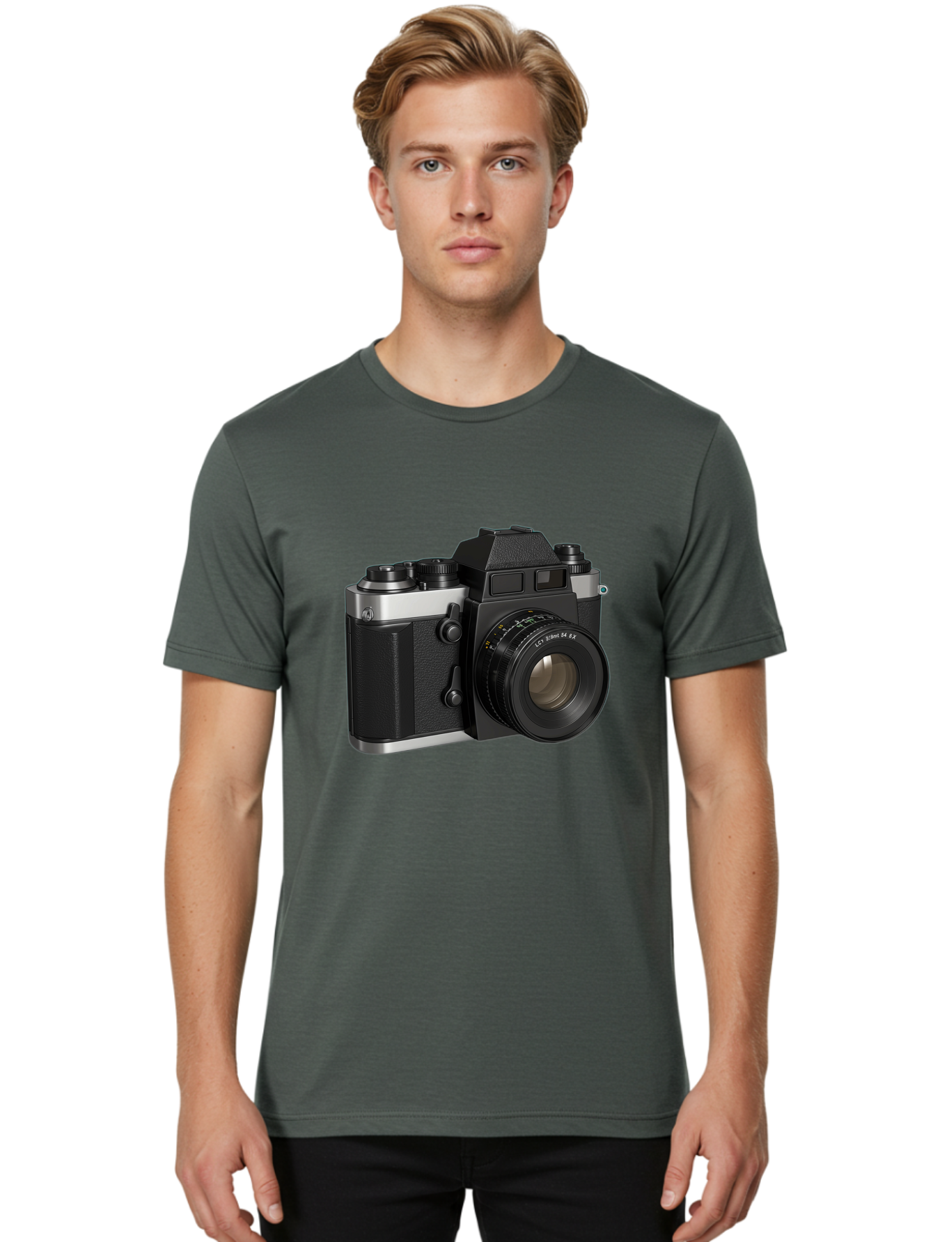 Mc-Lens-50Mm-F2 Men'S Graphic Tee, 100% Cotton, Comfortable Casual Summer Wear, Machine Washable, Vintage Camera, Photography Equipment, Film Camera, Classic Design, Black And Silver, Camera Lens, Photography Gear, Lc Ersin 28 Fx Lens Bae491