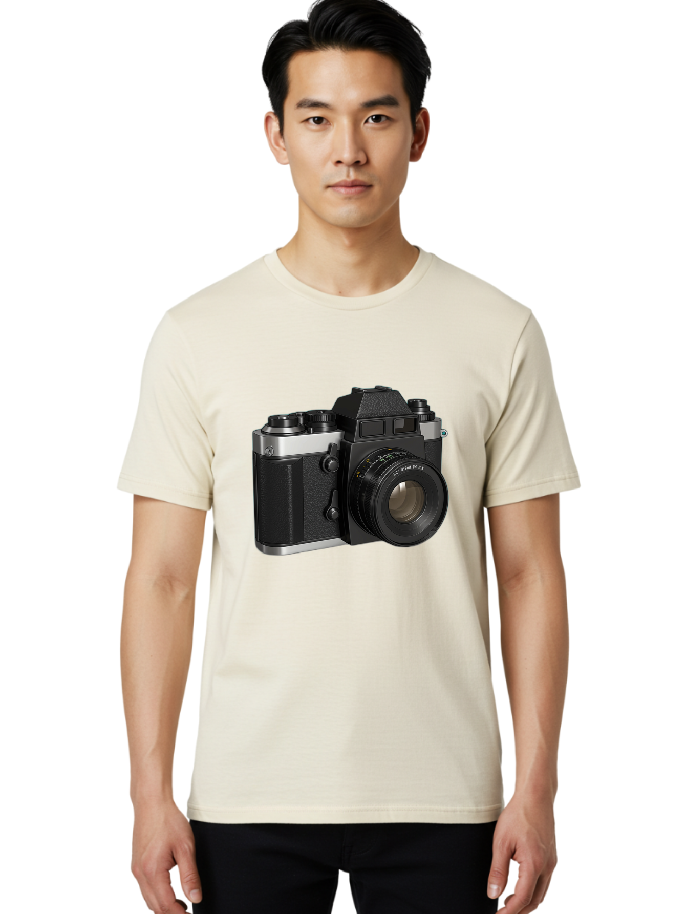 Mc-Lens-50Mm-F2 Men'S Graphic Tee, 100% Cotton, Comfortable Casual Summer Wear, Machine Washable, Vintage Camera, Photography Equipment, Film Camera, Classic Design, Black And Silver, Camera Lens, Photography Gear, Lc Ersin 28 Fx Lens Bae491