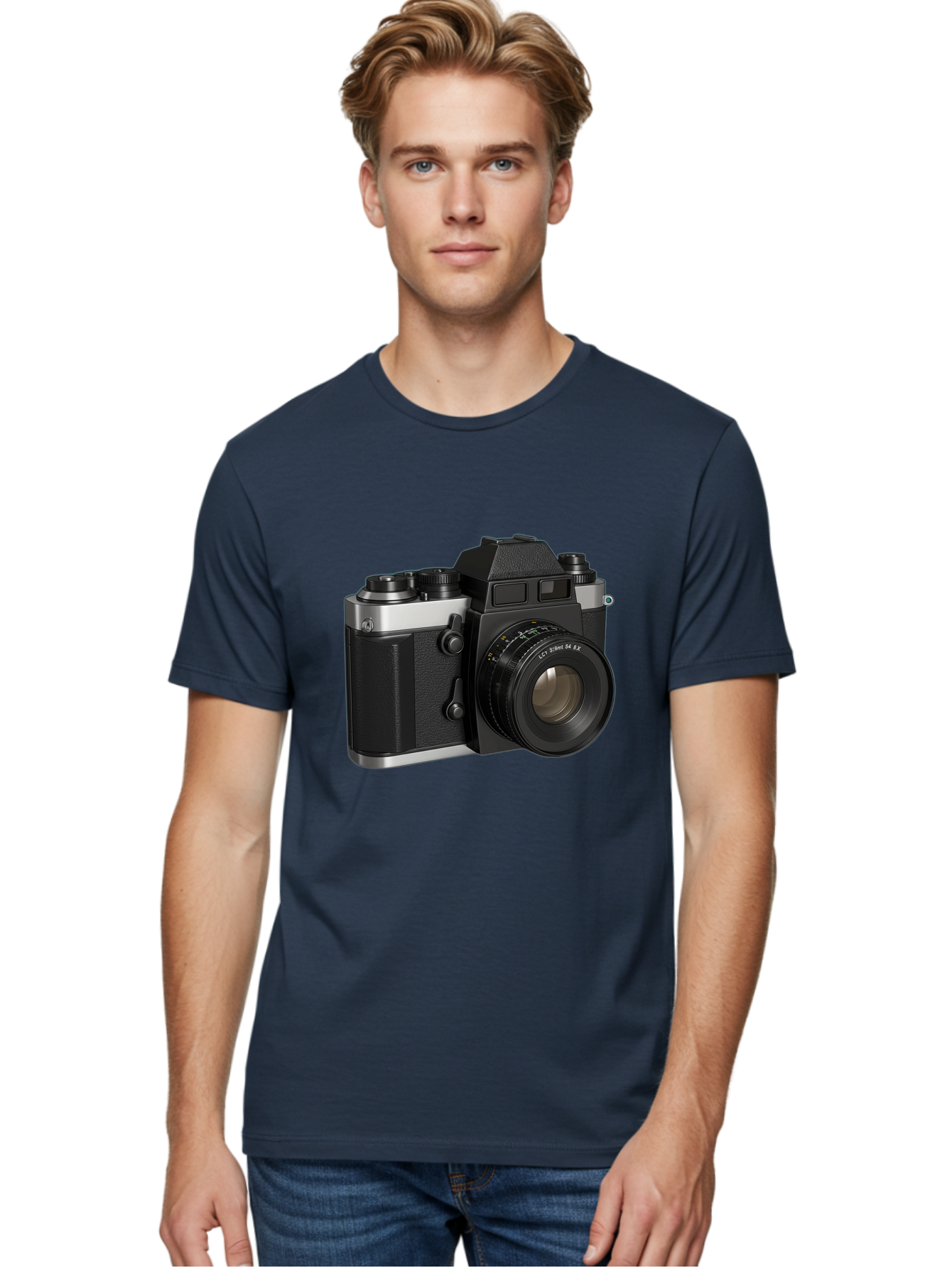 Mc-Lens-50Mm-F2 Men'S Graphic Tee, 100% Cotton, Comfortable Casual Summer Wear, Machine Washable, Vintage Camera, Photography Equipment, Film Camera, Classic Design, Black And Silver, Camera Lens, Photography Gear, Lc Ersin 28 Fx Lens Bae491