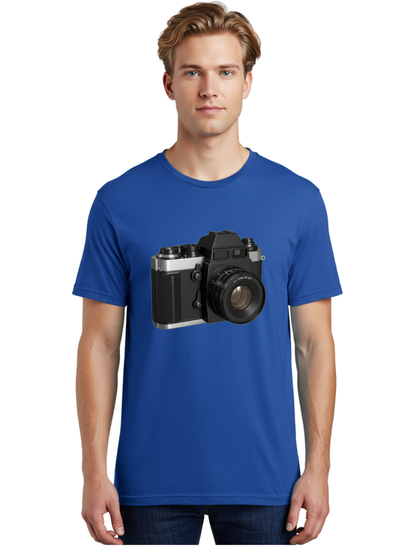 Mc-Lens-50Mm-F2 Men'S Graphic Tee, 100% Cotton, Comfortable Casual Summer Wear, Machine Washable, Vintage Camera, Photography Equipment, Film Camera, Classic Design, Black And Silver, Camera Lens, Photography Gear, Lc Ersin 28 Fx Lens Bae491