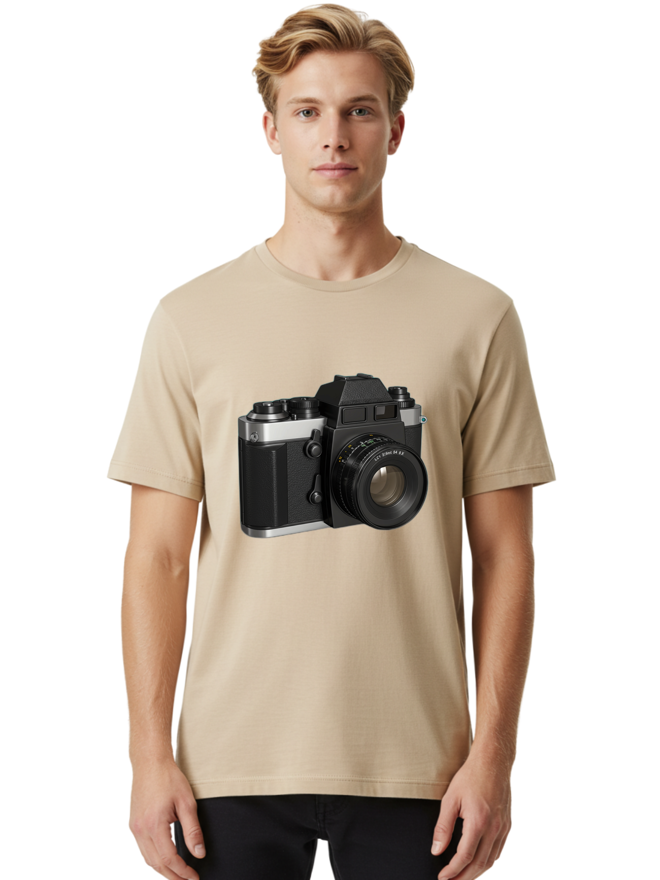 Mc-Lens-50Mm-F2 Men'S Graphic Tee, 100% Cotton, Comfortable Casual Summer Wear, Machine Washable, Vintage Camera, Photography Equipment, Film Camera, Classic Design, Black And Silver, Camera Lens, Photography Gear, Lc Ersin 28 Fx Lens Bae491