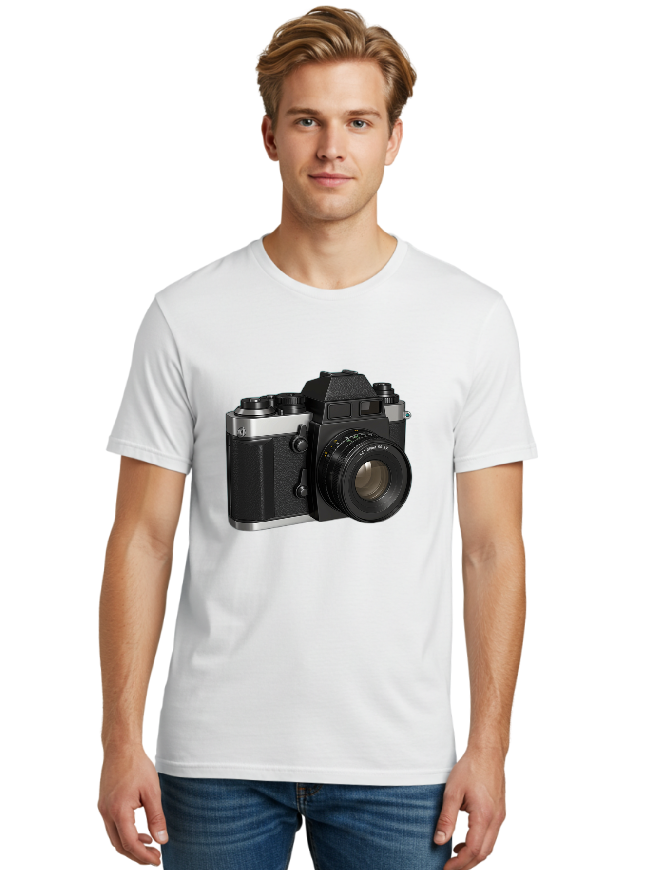 Mc-Lens-50Mm-F2 Men'S Graphic Tee, 100% Cotton, Comfortable Casual Summer Wear, Machine Washable, Vintage Camera, Photography Equipment, Film Camera, Classic Design, Black And Silver, Camera Lens, Photography Gear, Lc Ersin 28 Fx Lens Bae491