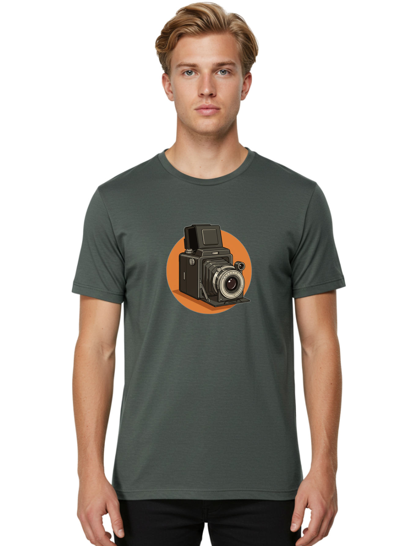 Medium-Format-Camera Men'S Graphic Tee, 100% Cotton, Comfortable Casual Summer Wear, Machine Washable, Vintage Camera, Old Camera, Photography Equipment, Classic Design, Retro Style, Camera Lens, Photography Gear, Nostalgic Feel Bae492