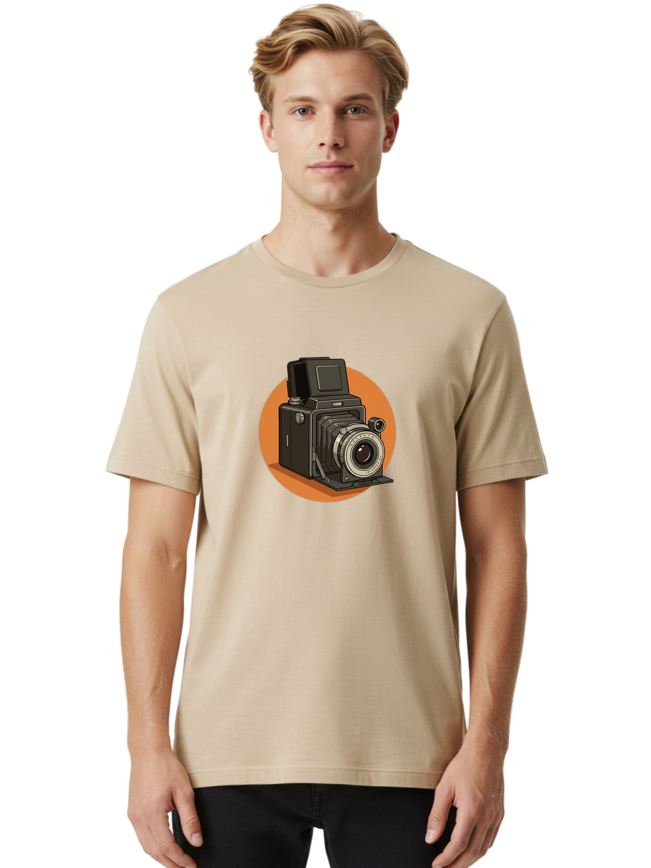 Medium-Format-Camera Men'S Graphic Tee, 100% Cotton, Comfortable Casual Summer Wear, Machine Washable, Vintage Camera, Old Camera, Photography Equipment, Classic Design, Retro Style, Camera Lens, Photography Gear, Nostalgic Feel Bae492