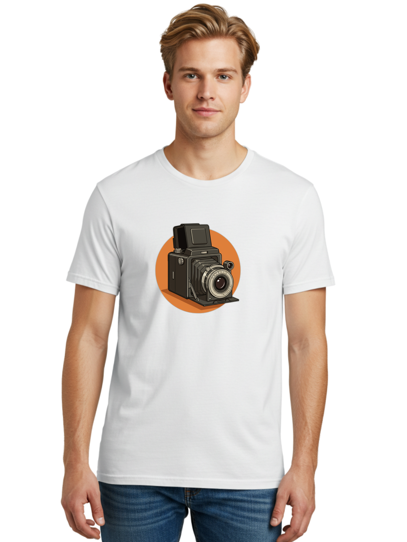 Medium-Format-Camera Men'S Graphic Tee, 100% Cotton, Comfortable Casual Summer Wear, Machine Washable, Vintage Camera, Old Camera, Photography Equipment, Classic Design, Retro Style, Camera Lens, Photography Gear, Nostalgic Feel Bae492