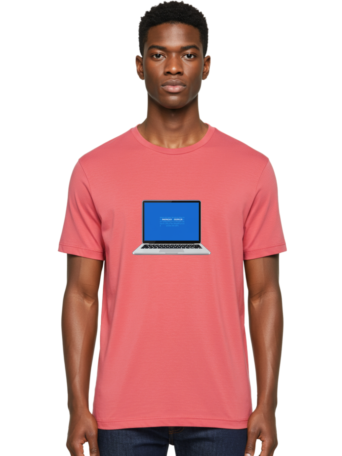 Midnday-Error Men'S Graphic Tee, 100% Cotton, Comfortable Casual Summer Wear, Machine Washable, Laptop Screen Displaying Error Message, Blue Screen Of Death, System Failure, Technical Issue, Error Code, Debugging, Technology Problem, Bae494