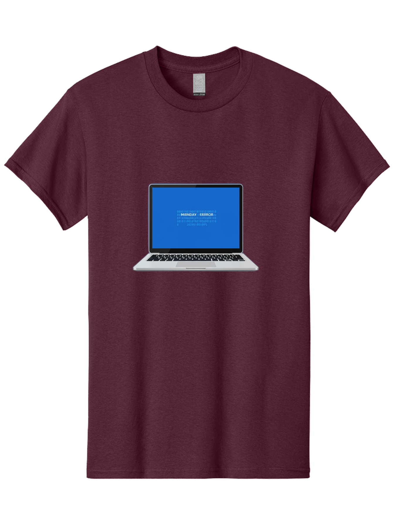 Midnday-Error Men'S Graphic Tee, 100% Cotton, Comfortable Casual Summer Wear, Machine Washable, Laptop Screen Displaying Error Message, Blue Screen Of Death, System Failure, Technical Issue, Error Code, Debugging, Technology Problem, Bae494