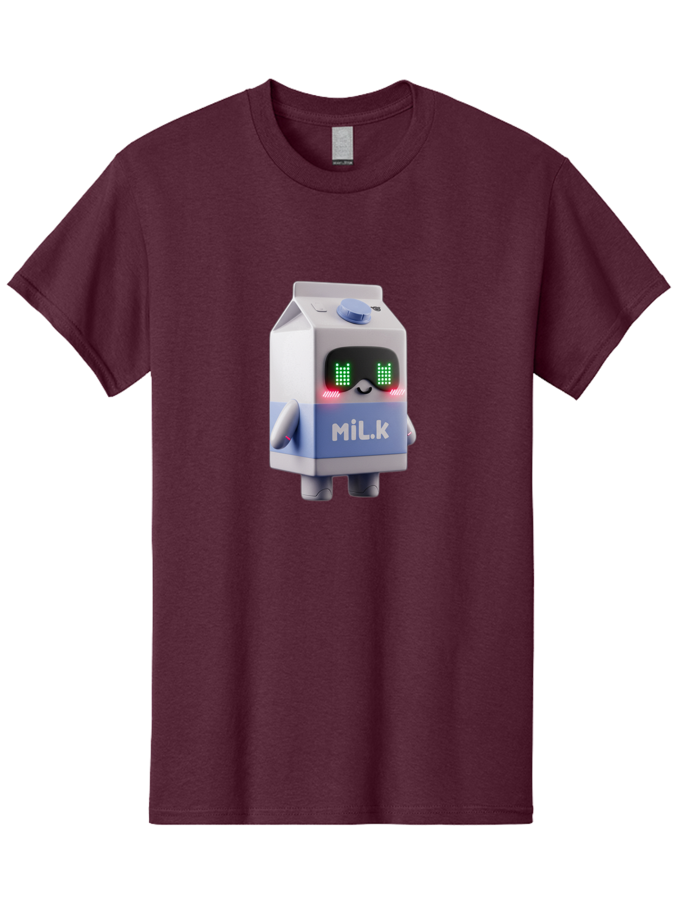 Mil-K-Milk-Carton-Robot Men'S Graphic Tee, 100% Cotton, Comfortable Casual Summer Wear, Machine Washable, Cartoon Milk Carton, Robotic Character, Digital Illustration, Futuristic Design, Glowing Eyes, Led Lights, Cute Mascot, Dairy Product, Bae495