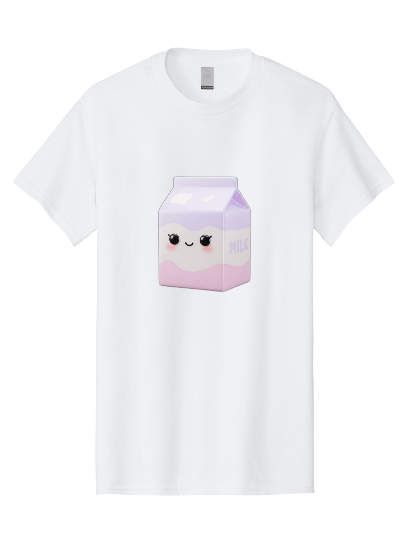 Milk-1 Men'S Graphic Tee, 100% Cotton, Comfortable Casual Summer Wear, Machine Washable, Carton Of Milk, Cute Face, Smiling Eyes, Pink Blush, Kawaii Character, Dairy Product, Funny Illustration, Purple And Pink Colors, Whimsical Design Bae496