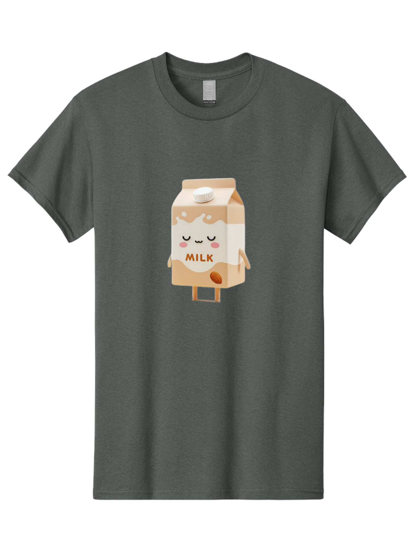 Milk-2 Men'S Graphic Tee, 100% Cotton, Comfortable Casual Summer Wear, Machine Washable, Cartoon Milk Carton, Kawaii Character, Cute Face, Almond Illustration, Dairy Product, Cute Design, Beverage Packaging, Adorable Mascot, Smiling Milk Bae497