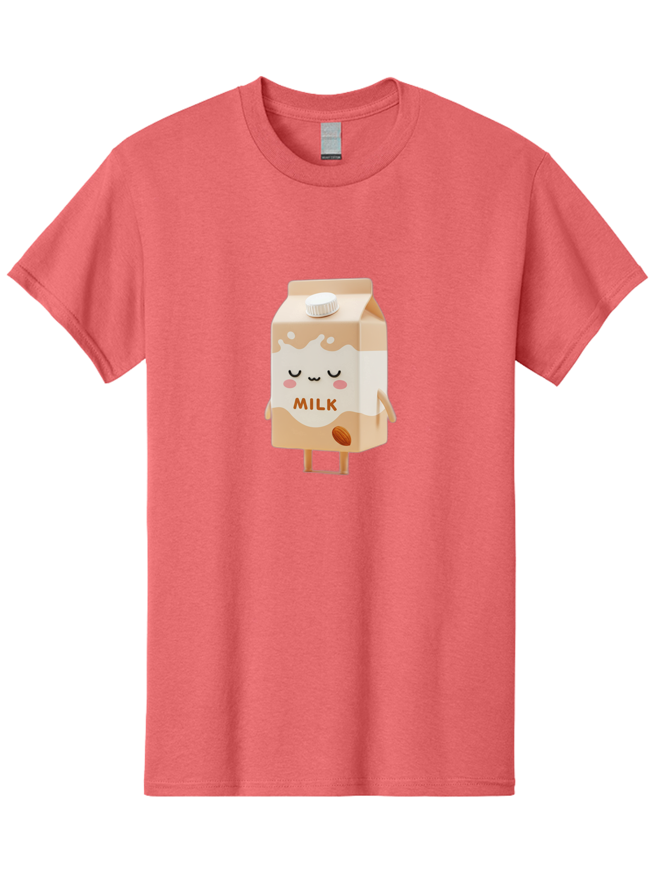 Milk-2 Men'S Graphic Tee, 100% Cotton, Comfortable Casual Summer Wear, Machine Washable, Cartoon Milk Carton, Kawaii Character, Cute Face, Almond Illustration, Dairy Product, Cute Design, Beverage Packaging, Adorable Mascot, Smiling Milk Bae497