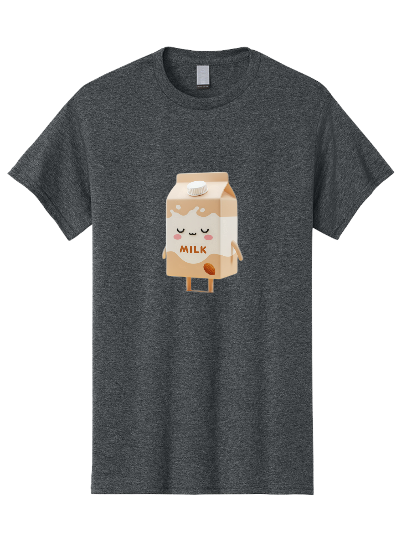 Milk-2 Men'S Graphic Tee, 100% Cotton, Comfortable Casual Summer Wear, Machine Washable, Cartoon Milk Carton, Kawaii Character, Cute Face, Almond Illustration, Dairy Product, Cute Design, Beverage Packaging, Adorable Mascot, Smiling Milk Bae497