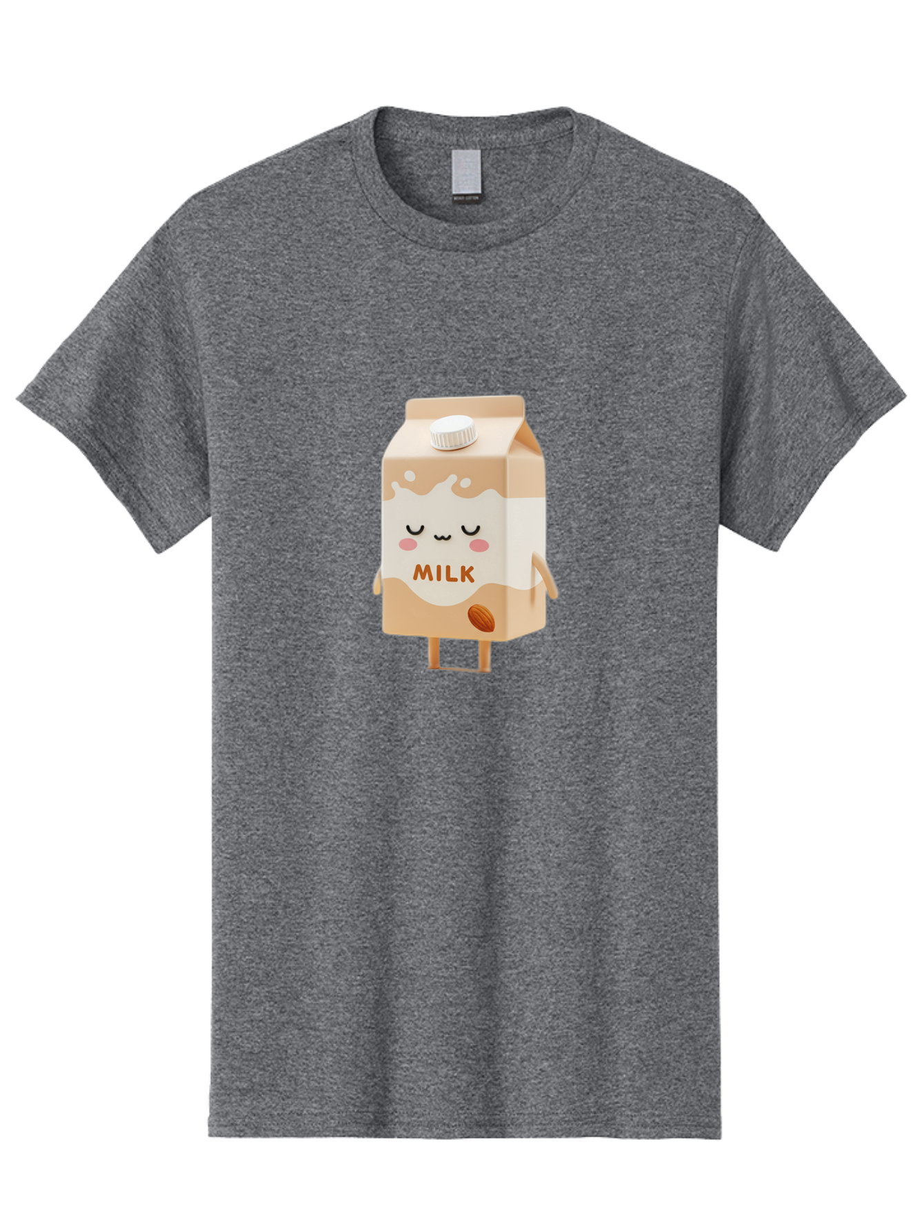 Milk-2 Men'S Graphic Tee, 100% Cotton, Comfortable Casual Summer Wear, Machine Washable, Cartoon Milk Carton, Kawaii Character, Cute Face, Almond Illustration, Dairy Product, Cute Design, Beverage Packaging, Adorable Mascot, Smiling Milk Bae497