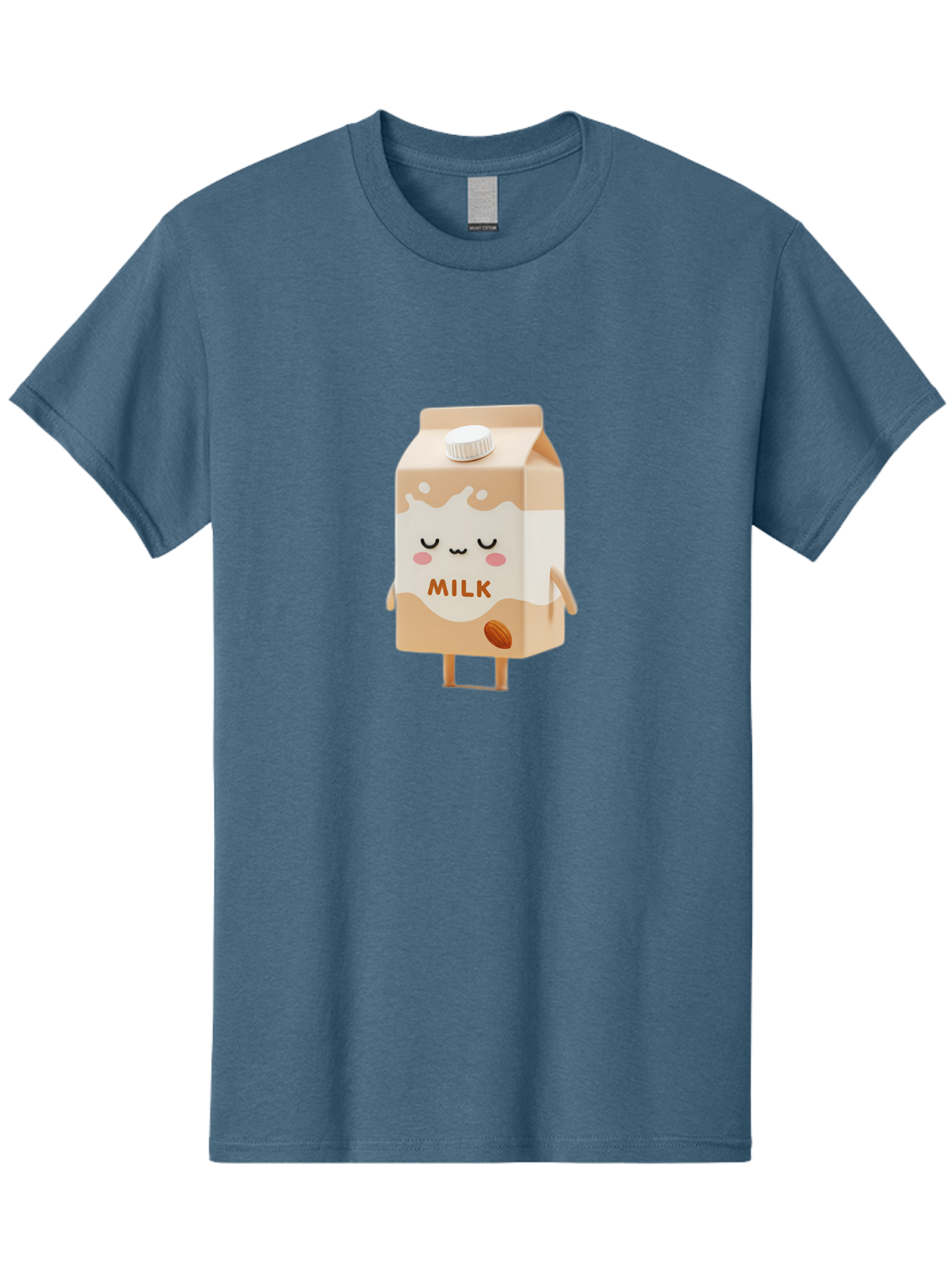 Milk-2 Men'S Graphic Tee, 100% Cotton, Comfortable Casual Summer Wear, Machine Washable, Cartoon Milk Carton, Kawaii Character, Cute Face, Almond Illustration, Dairy Product, Cute Design, Beverage Packaging, Adorable Mascot, Smiling Milk Bae497