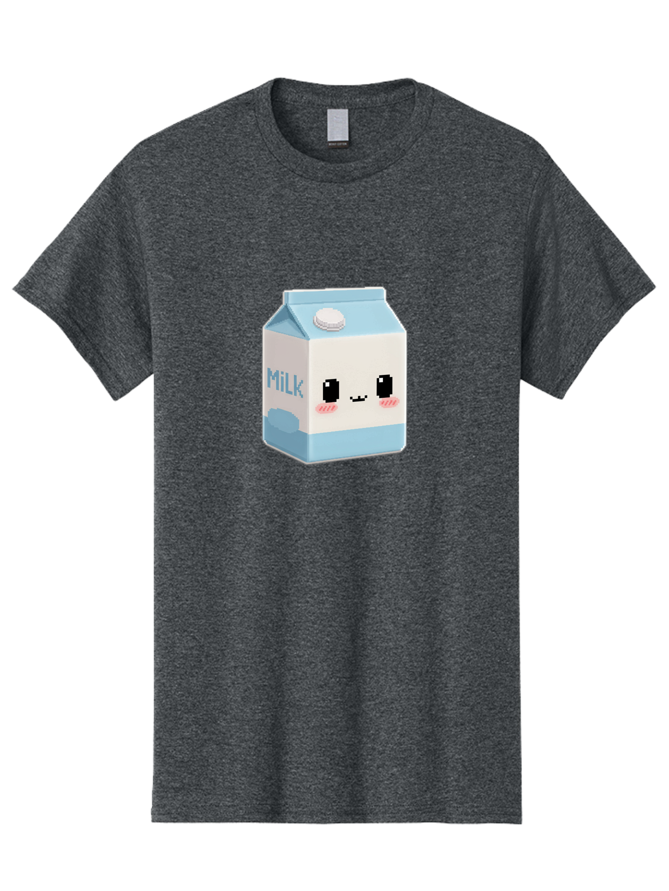 Milk-3 Men'S Graphic Tee, 100% Cotton, Comfortable Casual Summer Wear, Machine Washable, Cartoon Milk Carton, Cute Character Design, Pixel Art Style, Adorable Face, Kawaii Culture, Milk Beverage, Dairy Product, 8-Bit Aesthetic, Bae498