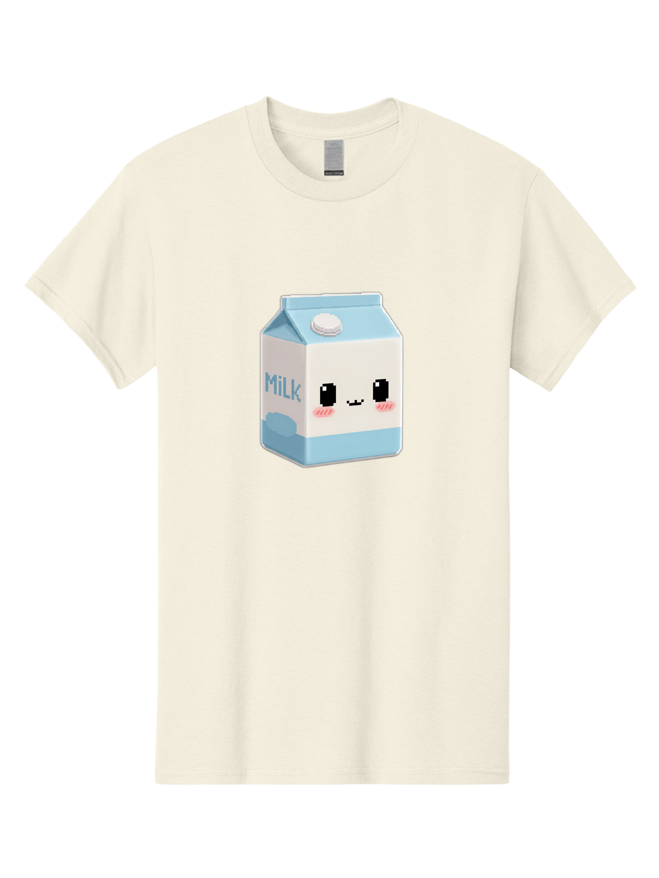 Milk-3 Men'S Graphic Tee, 100% Cotton, Comfortable Casual Summer Wear, Machine Washable, Cartoon Milk Carton, Cute Character Design, Pixel Art Style, Adorable Face, Kawaii Culture, Milk Beverage, Dairy Product, 8-Bit Aesthetic, Bae498