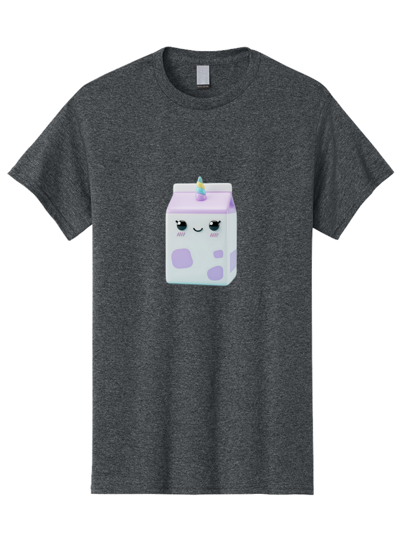 Milk-Carton-1 Men'S Graphic Tee, 100% Cotton, Comfortable Casual Summer Wear, Machine Washable, Milk Carton, Cartoon Character, Unicorn Horn, Purple And White, Cute Design, Funny Face, Kawaii, Playful, Whimsical, Charming, Bae501