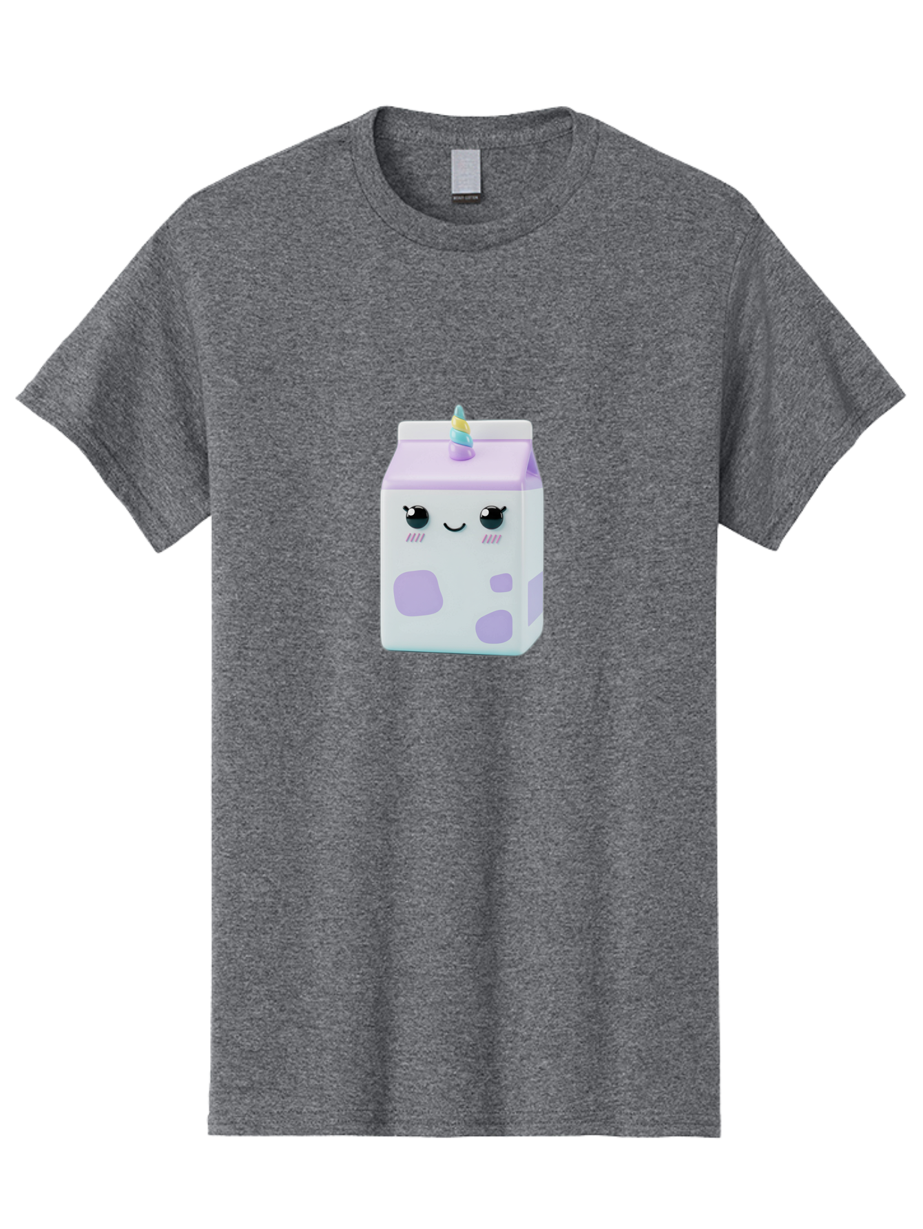Milk-Carton-1 Men'S Graphic Tee, 100% Cotton, Comfortable Casual Summer Wear, Machine Washable, Milk Carton, Cartoon Character, Unicorn Horn, Purple And White, Cute Design, Funny Face, Kawaii, Playful, Whimsical, Charming, Bae501
