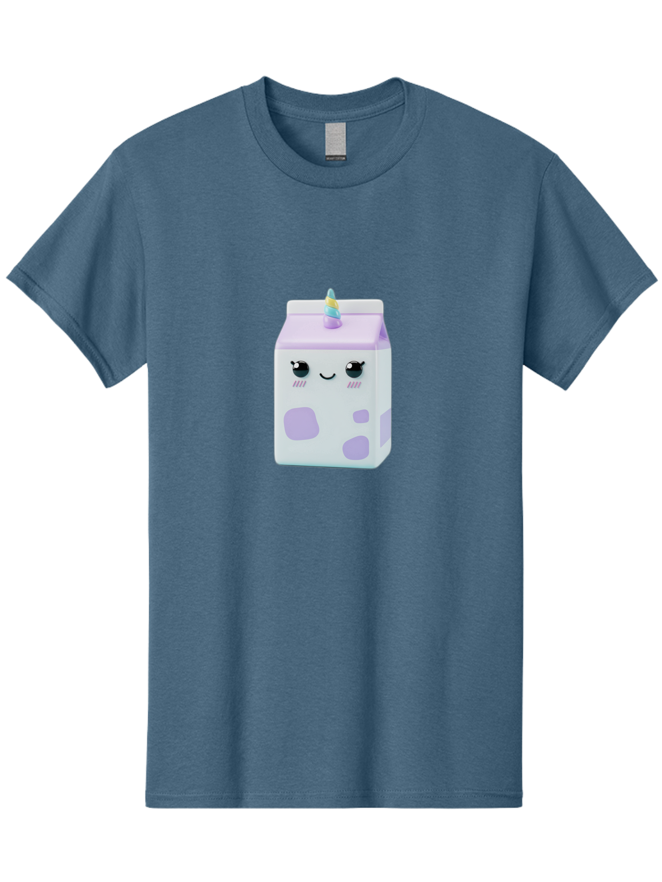 Milk-Carton-1 Men'S Graphic Tee, 100% Cotton, Comfortable Casual Summer Wear, Machine Washable, Milk Carton, Cartoon Character, Unicorn Horn, Purple And White, Cute Design, Funny Face, Kawaii, Playful, Whimsical, Charming, Bae501