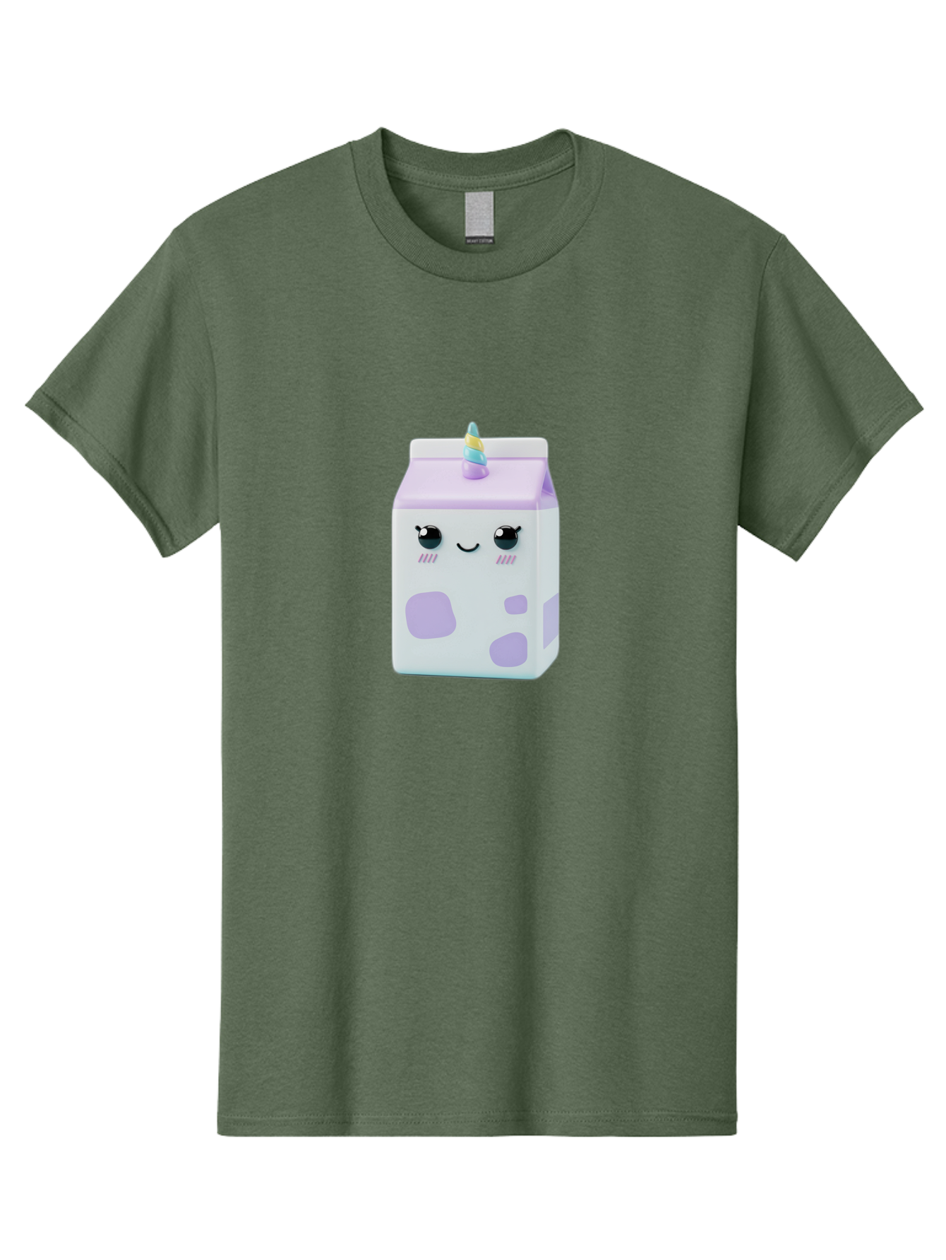 Milk-Carton-1 Men'S Graphic Tee, 100% Cotton, Comfortable Casual Summer Wear, Machine Washable, Milk Carton, Cartoon Character, Unicorn Horn, Purple And White, Cute Design, Funny Face, Kawaii, Playful, Whimsical, Charming, Bae501