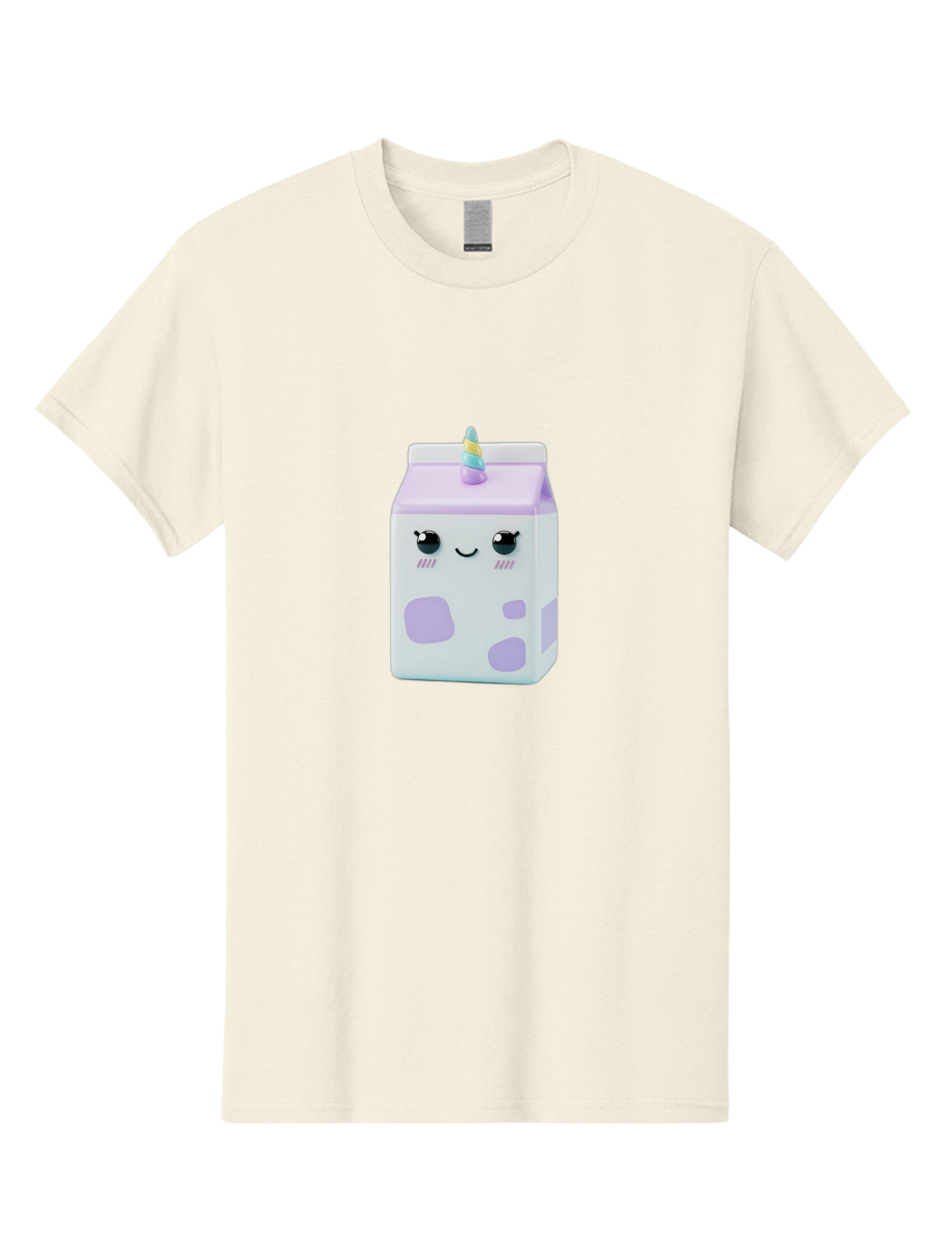 Milk-Carton-1 Men'S Graphic Tee, 100% Cotton, Comfortable Casual Summer Wear, Machine Washable, Milk Carton, Cartoon Character, Unicorn Horn, Purple And White, Cute Design, Funny Face, Kawaii, Playful, Whimsical, Charming, Bae501