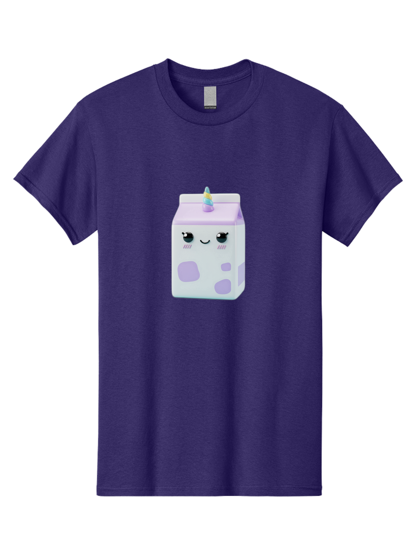 Milk-Carton-1 Men'S Graphic Tee, 100% Cotton, Comfortable Casual Summer Wear, Machine Washable, Milk Carton, Cartoon Character, Unicorn Horn, Purple And White, Cute Design, Funny Face, Kawaii, Playful, Whimsical, Charming, Bae501