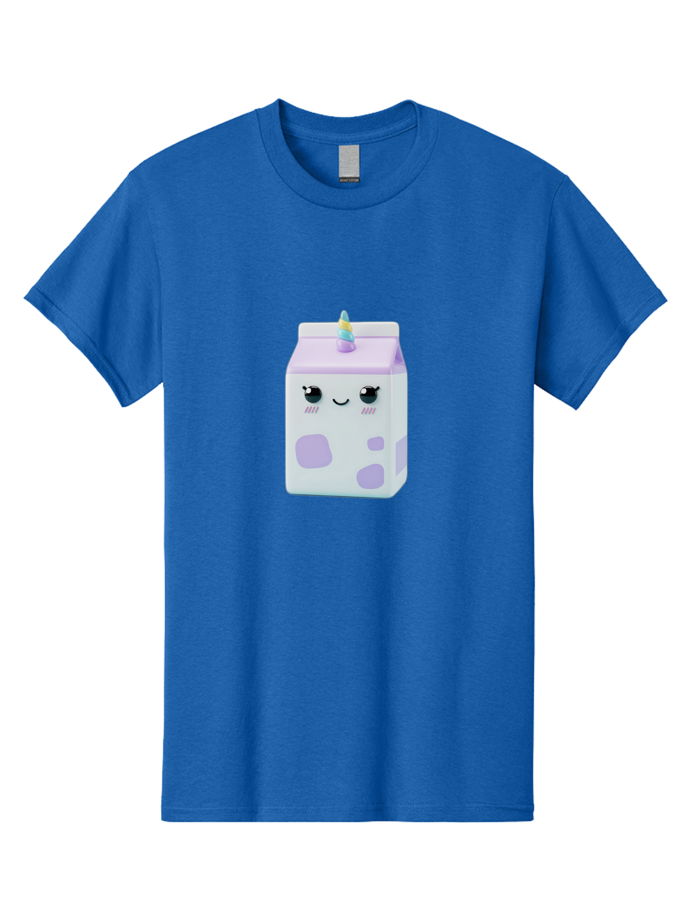 Milk-Carton-1 Men'S Graphic Tee, 100% Cotton, Comfortable Casual Summer Wear, Machine Washable, Milk Carton, Cartoon Character, Unicorn Horn, Purple And White, Cute Design, Funny Face, Kawaii, Playful, Whimsical, Charming, Bae501