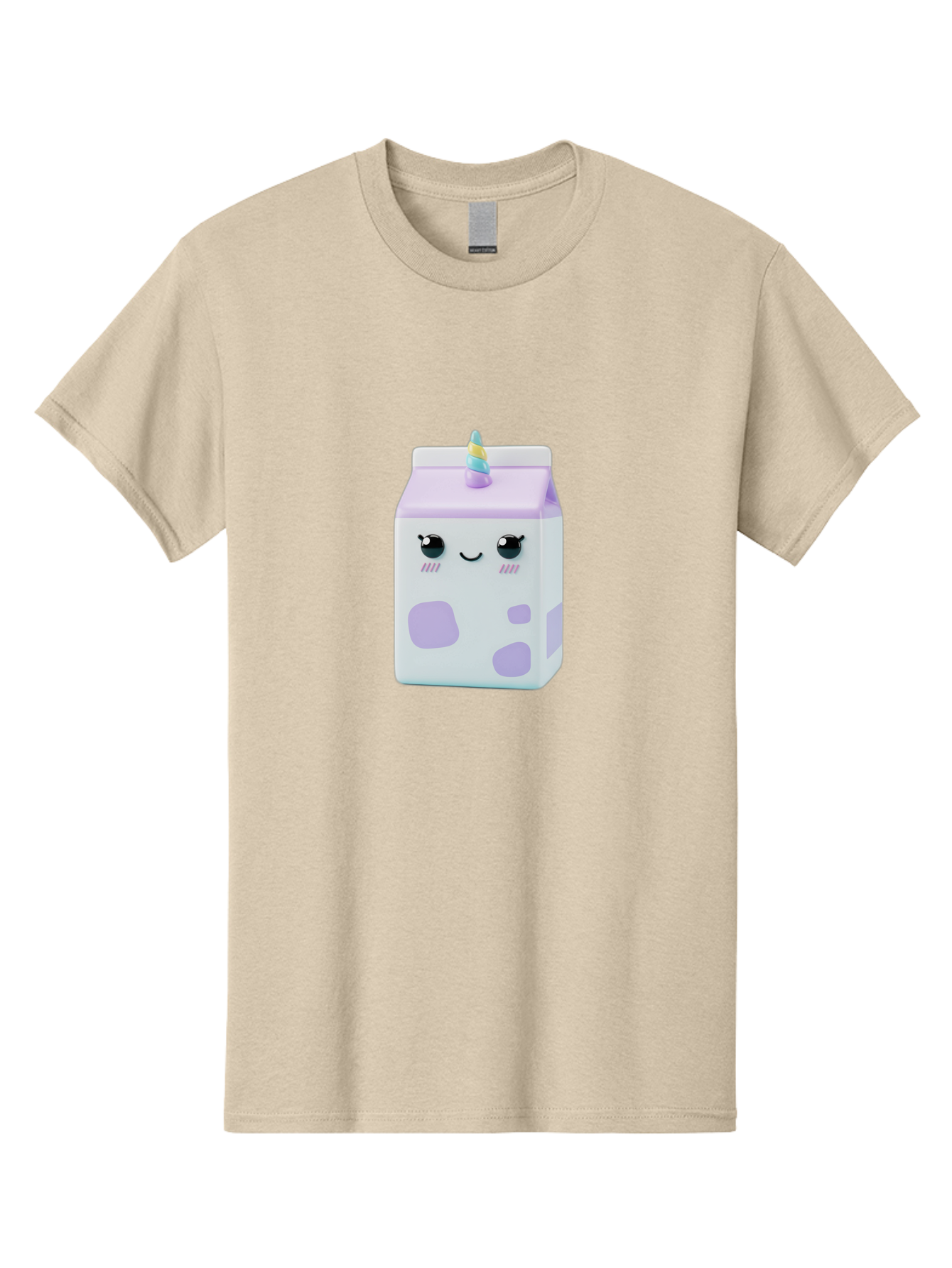 Milk-Carton-1 Men'S Graphic Tee, 100% Cotton, Comfortable Casual Summer Wear, Machine Washable, Milk Carton, Cartoon Character, Unicorn Horn, Purple And White, Cute Design, Funny Face, Kawaii, Playful, Whimsical, Charming, Bae501