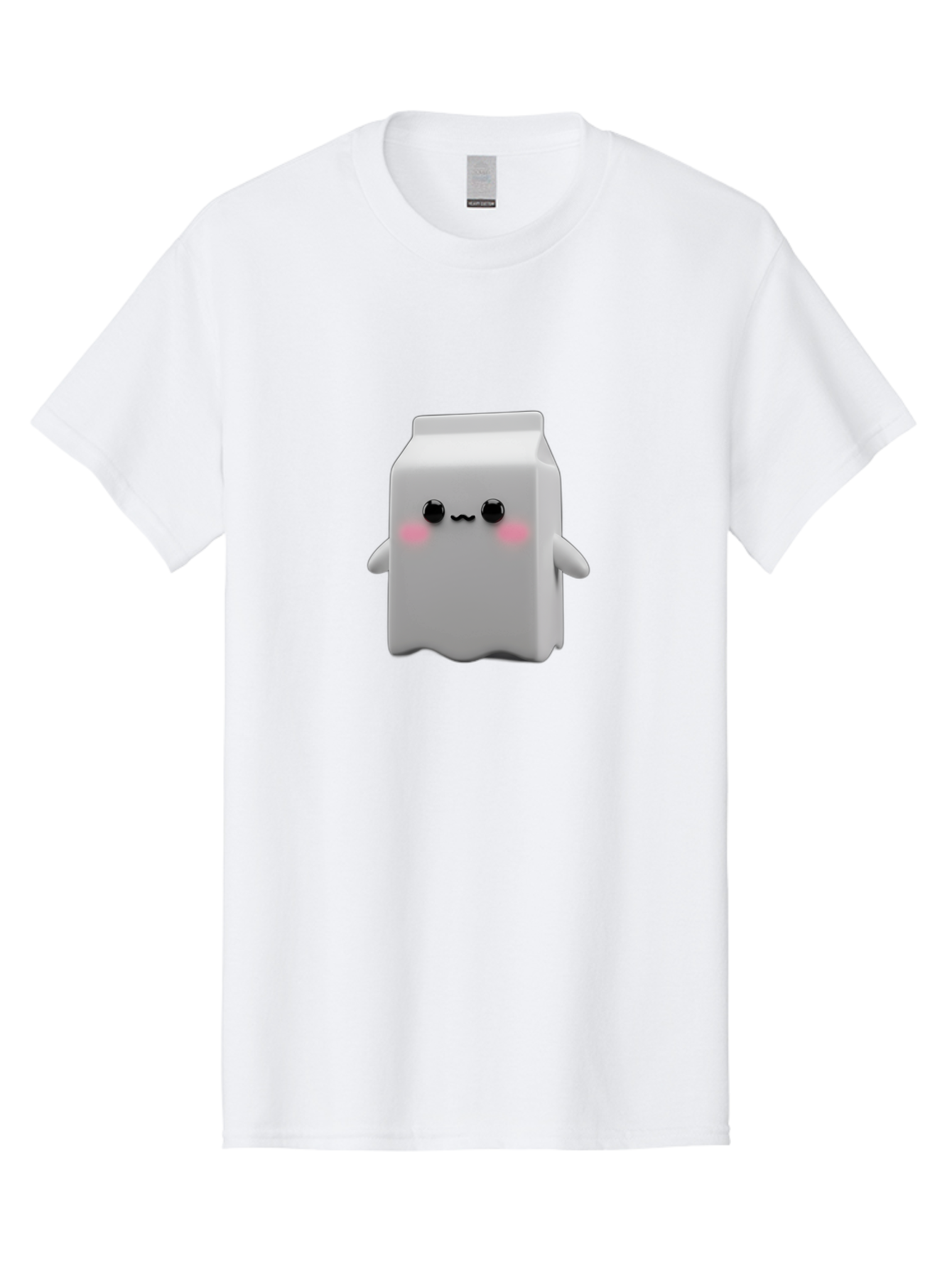 Milk-Carton Men'S Graphic Tee, 100% Cotton, Comfortable Casual Summer Wear, Machine Washable, Cartoon Milk Carton, Kawaii Character, Cute Milk, Adorable Illustration, Pink Blush Cheeks, Squiggly Mouth, 3D Animation, Whimsical Design, Bae503