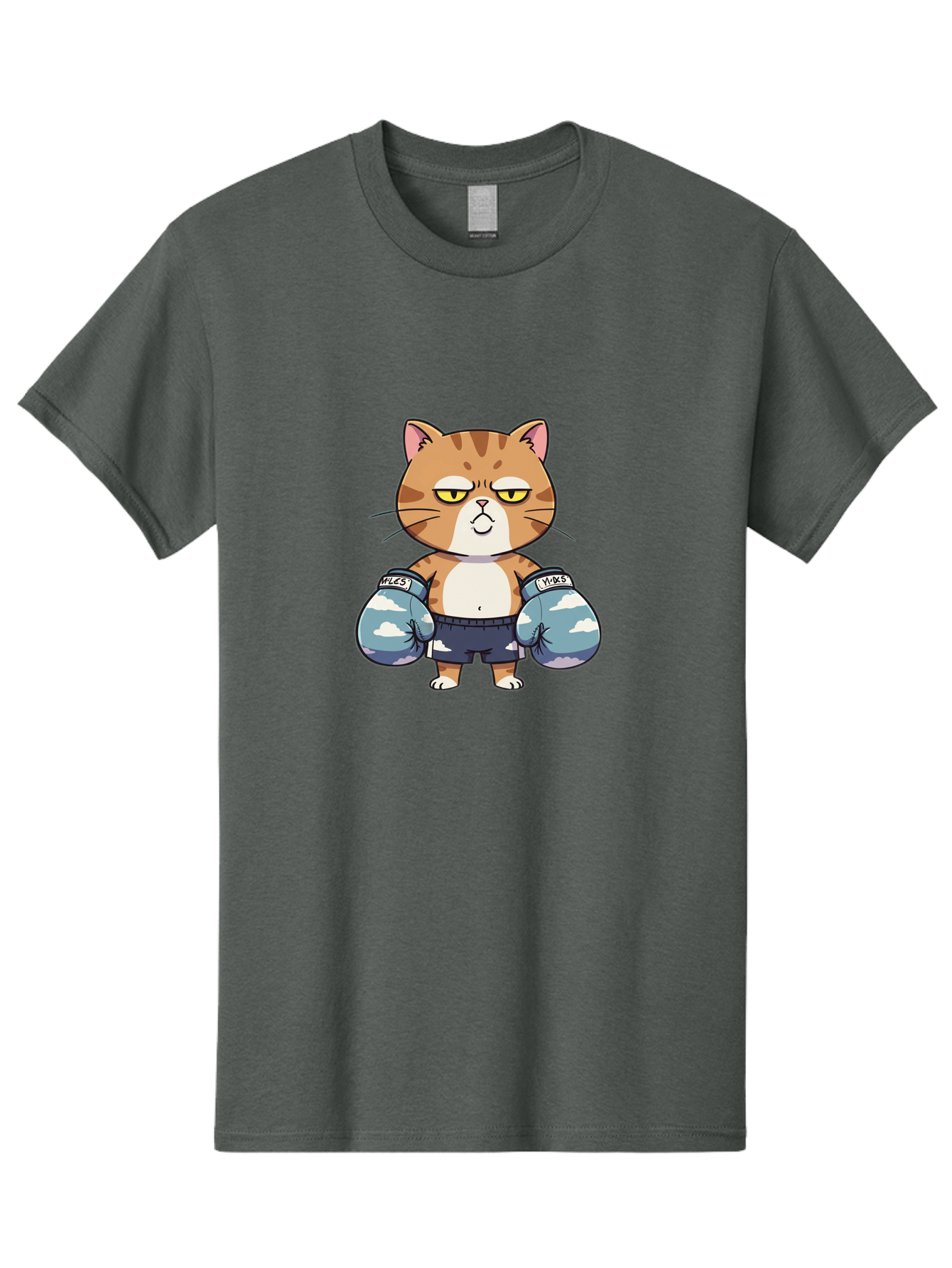 Milo-Cat Men'S Graphic Tee, 100% Cotton, Comfortable Casual Summer Wear, Machine Washable, Cartoon Cat, Boxing Gloves, Meows, Cat Boxing, Funny Cat, Animal Character, Cartoon Character, Boxing Cat, Feline, Cat With Gloves, Cat In Shorts Bae505